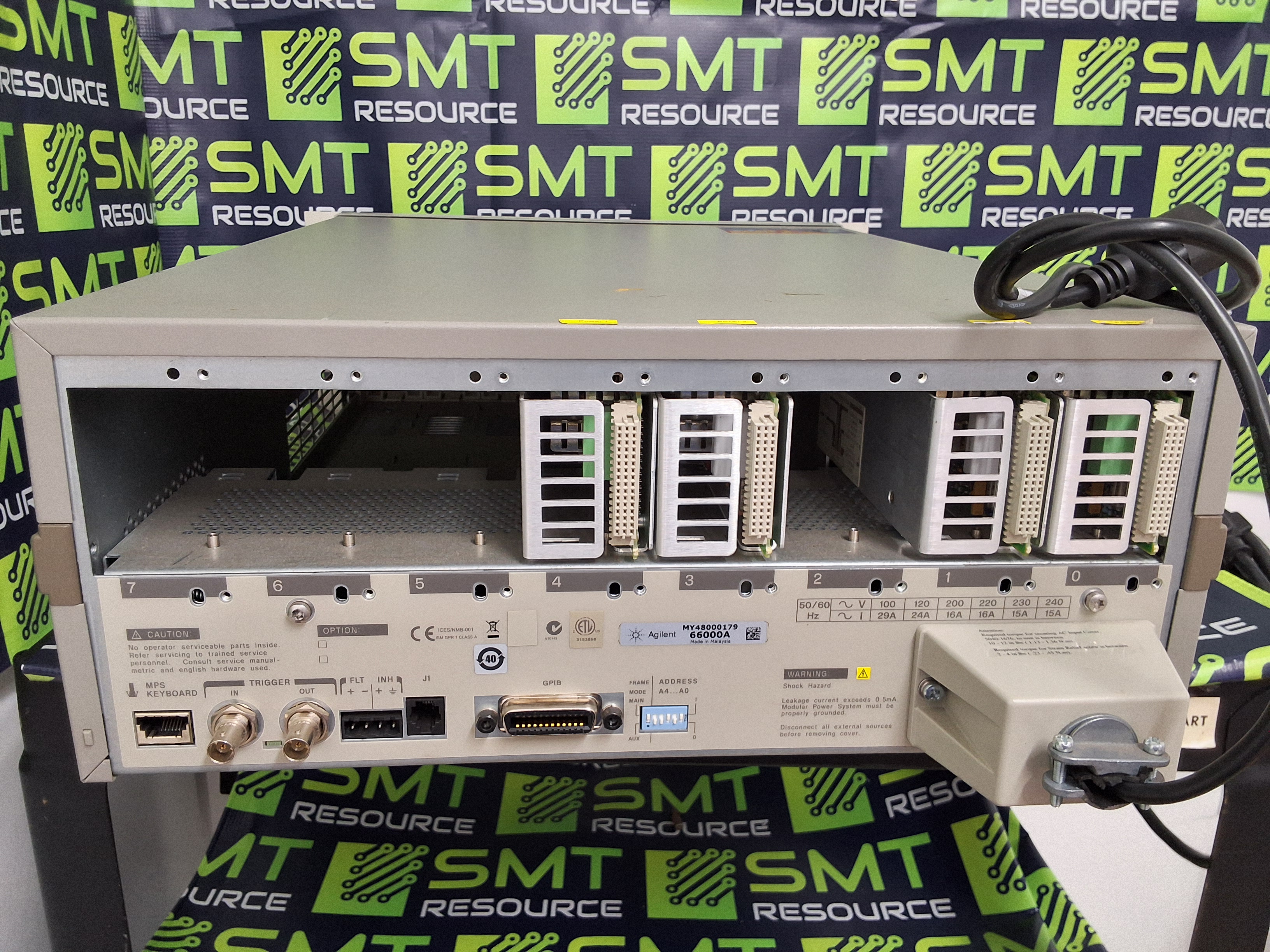 Used AGILENT 66000A MPS MAINFRAME WITH (2) 66101A AND (2) 66102A MODULES 