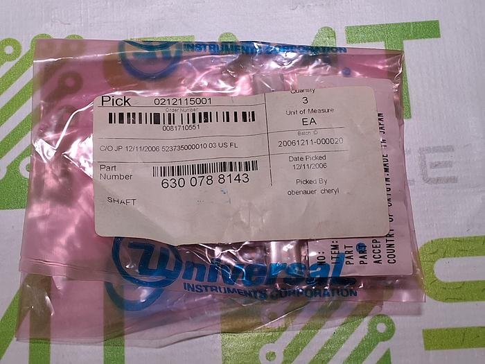 UNIVERSAL INSTRUMENTS 6300788143 SHAFT - LOT OF 3 - NEW