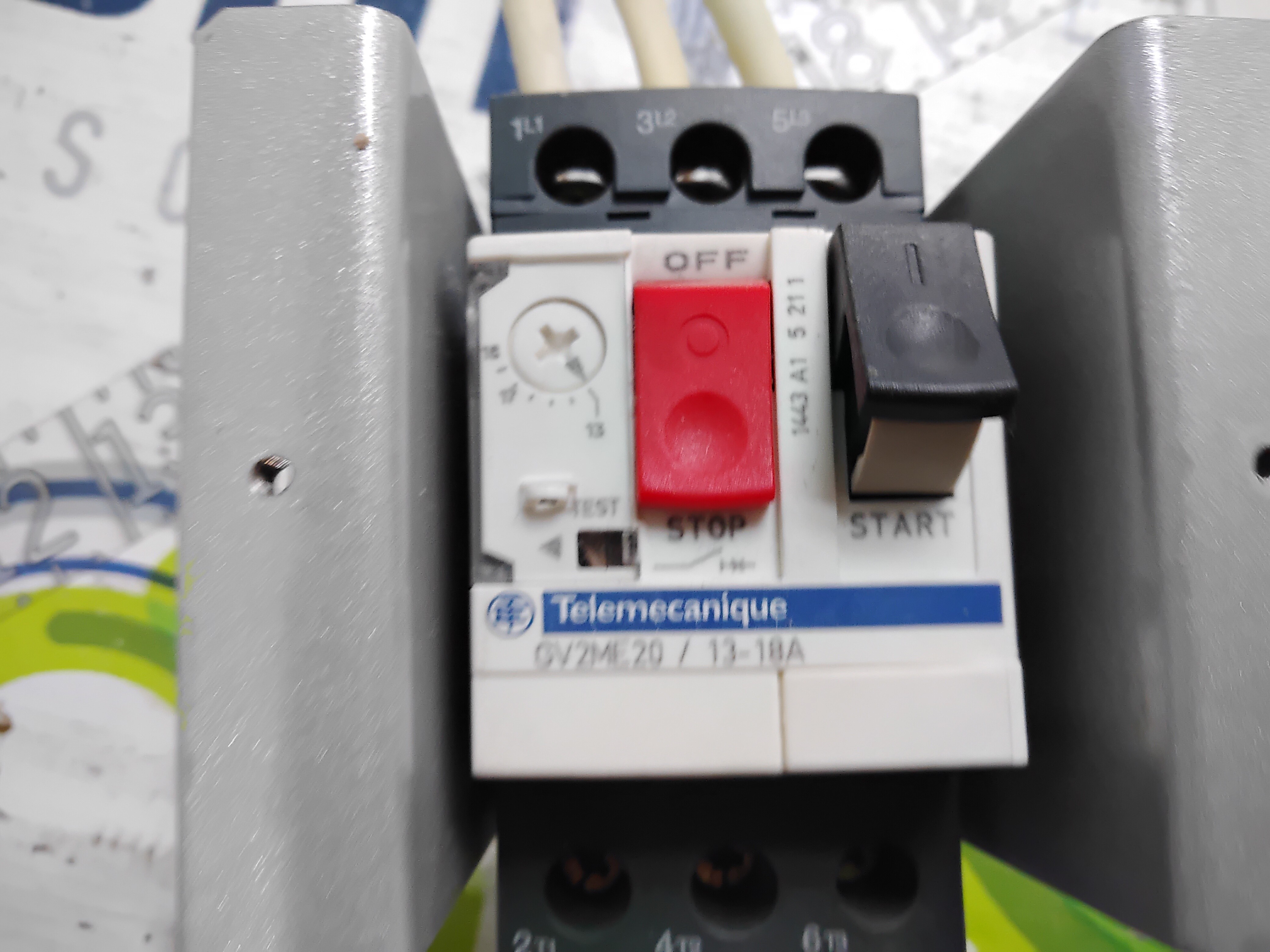 NOFUEL GV2ME20 Motor Circuit Breaker – Manual Motor Starter, 13-18A, 3 Pole, Push Button