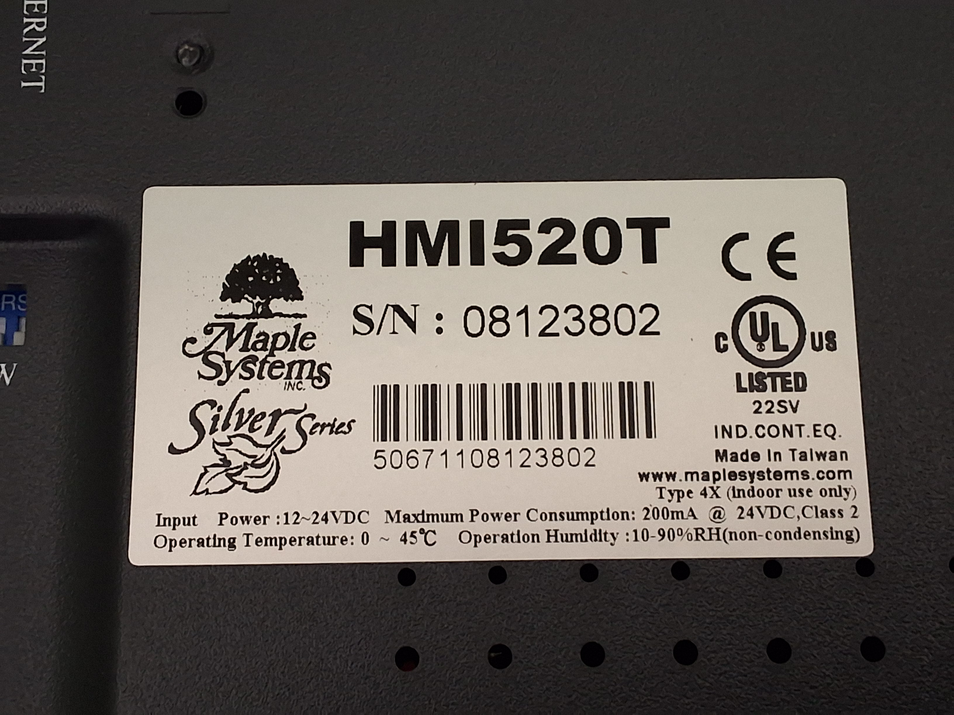 Used MAPLE SYSTEMS HMI520T 5.6-inch TOUCHSCREEN 256-color TFT LCD MONITOR INTERFACE 