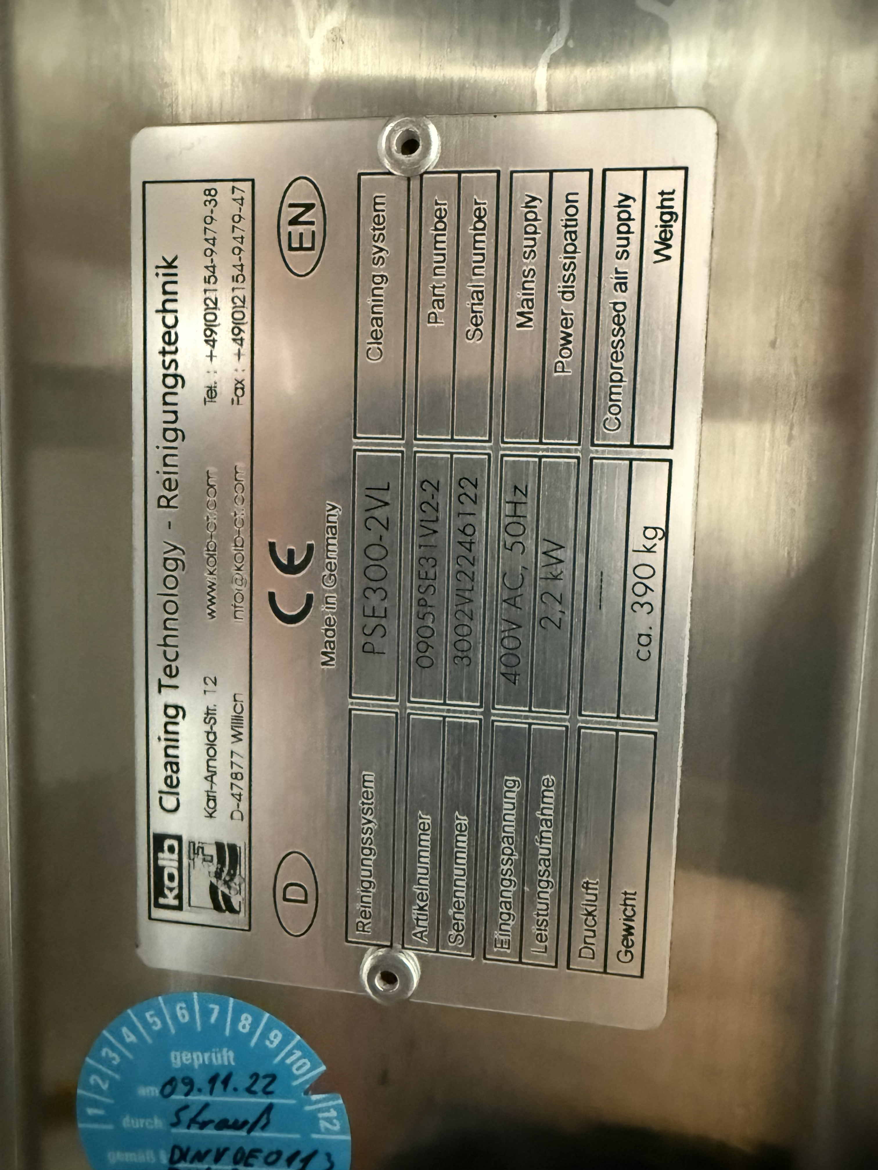 Used Kolb PSE 300 2VL Fully Automatic Stencil Cleaning System
