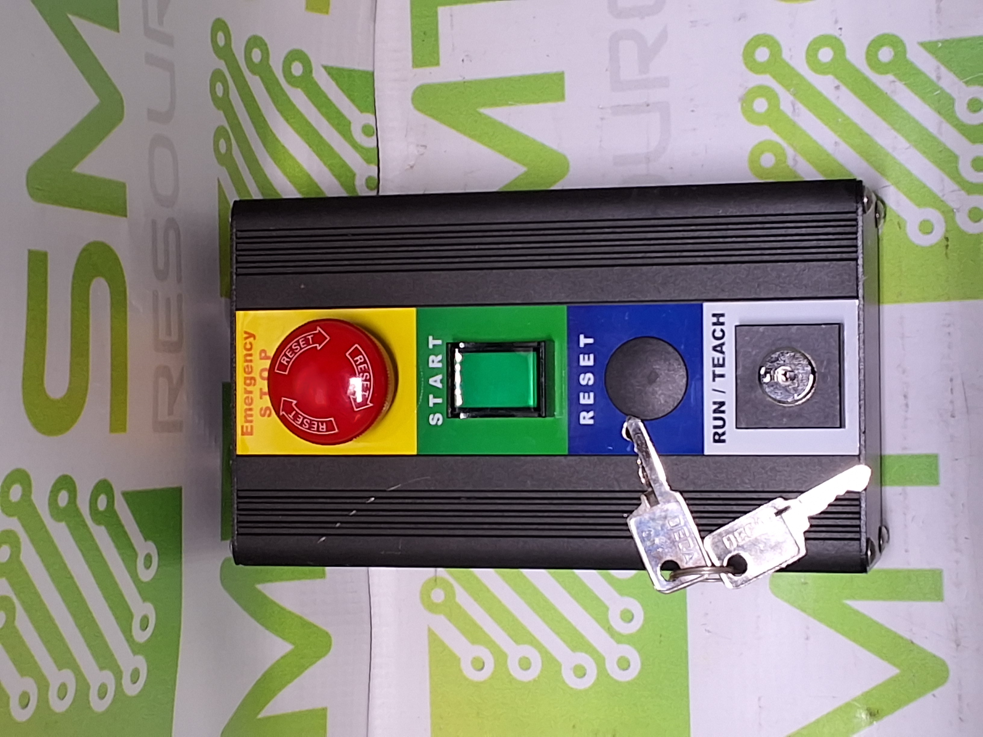 Used TOKYO ELECTRON EMERGENCY STOP/START/ RUN/TEACH OPERATOR CONTROL PANEL WITH KEYS