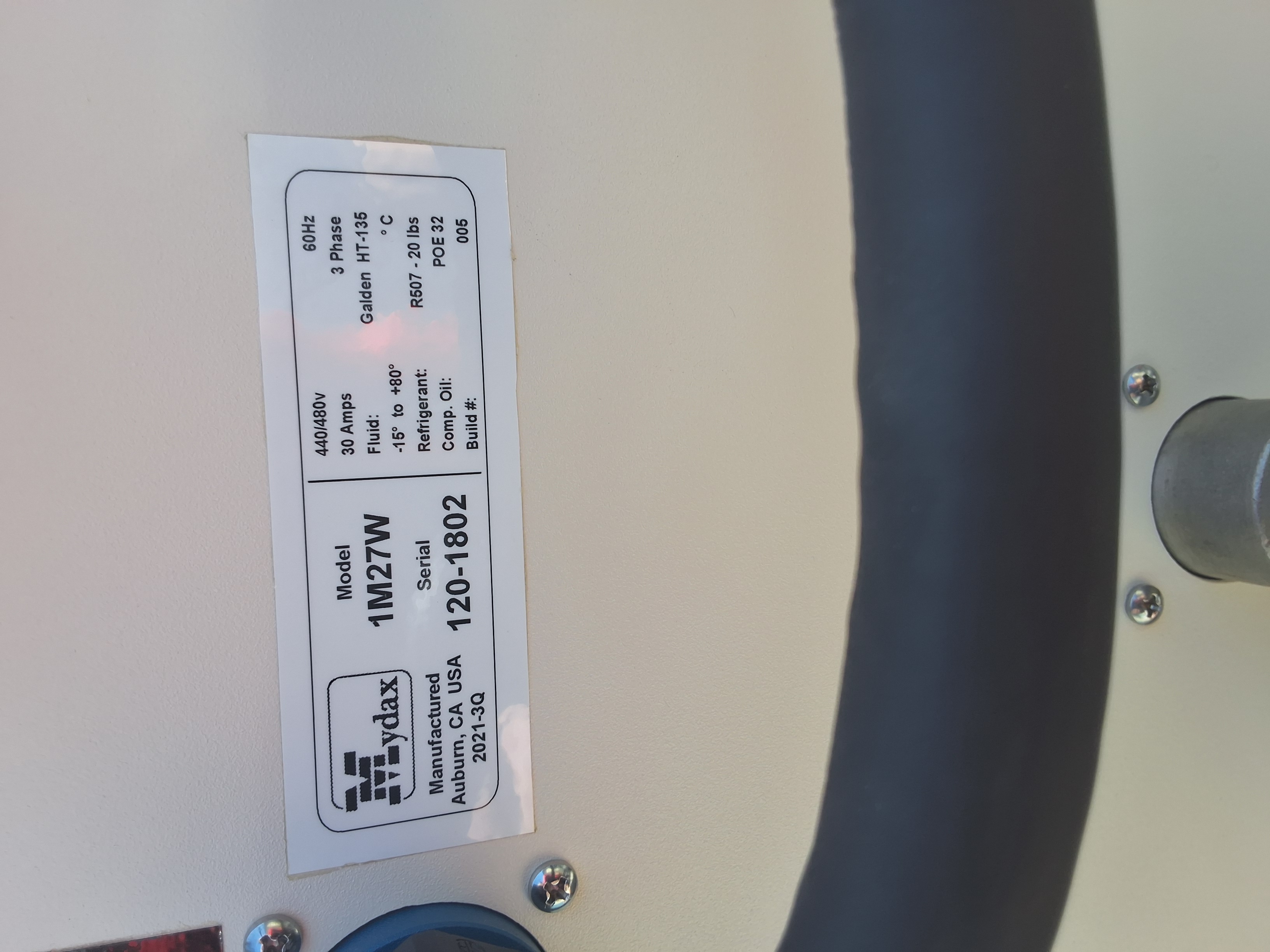 Used Mydax 1M27W WATER-COOLED SEMICONDUCTOR CHILLER 