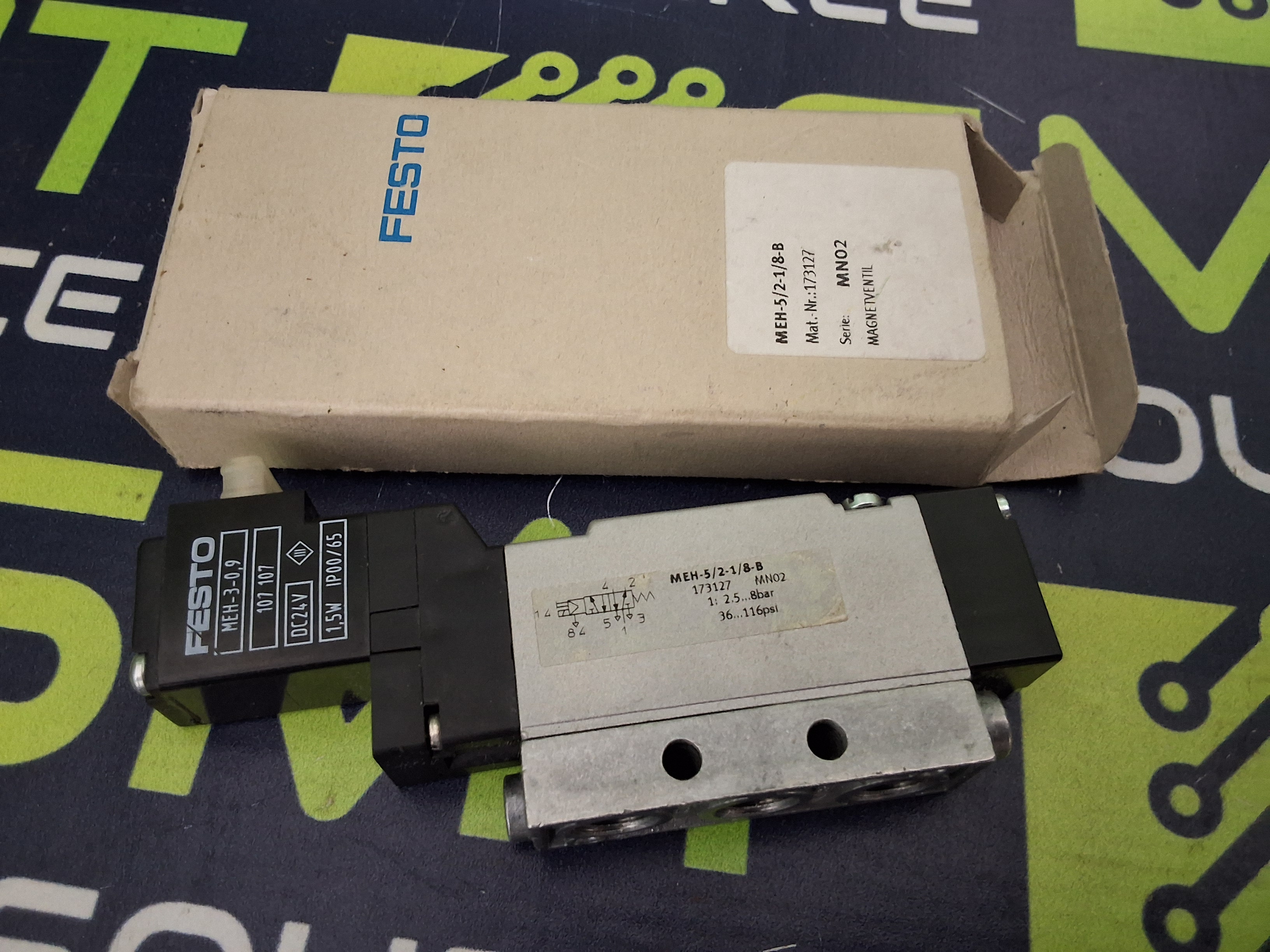 Used FESTO MEH-5/2-1/8-B / 173127 PNEUMATIC SOLENOID VALVE