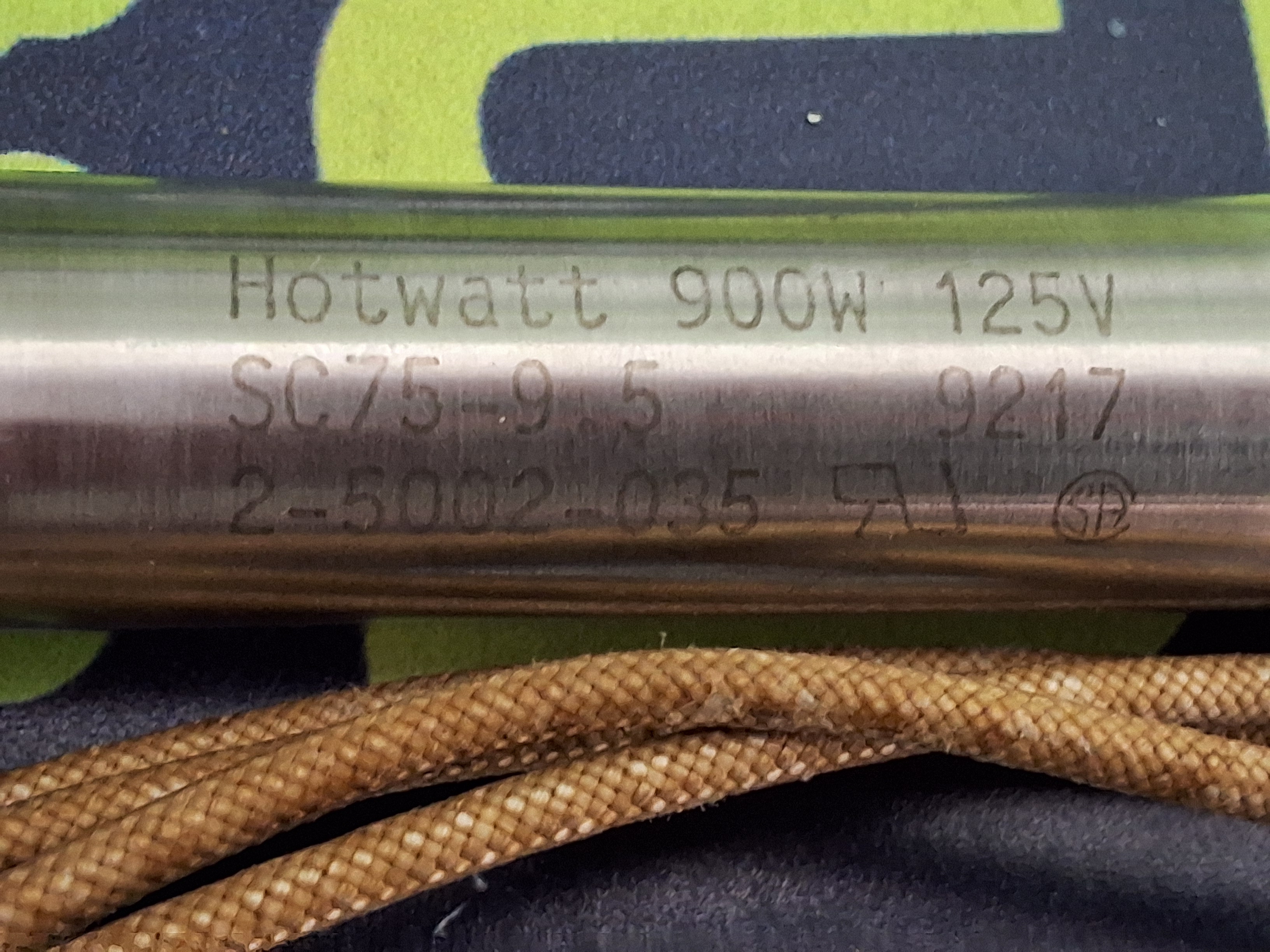 Used HOTWATT SC75-9.5 HEATER ELEMENT 2-5002-035 900W 125V
