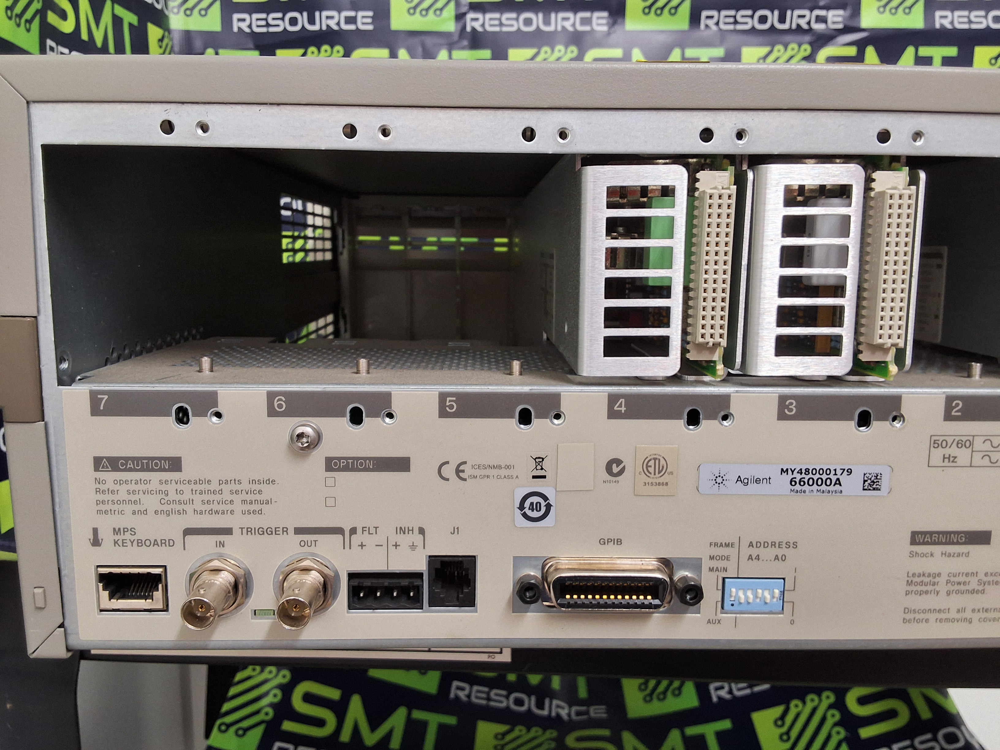 Used AGILENT 66000A MPS MAINFRAME WITH (2) 66101A AND (2) 66102A MODULES 