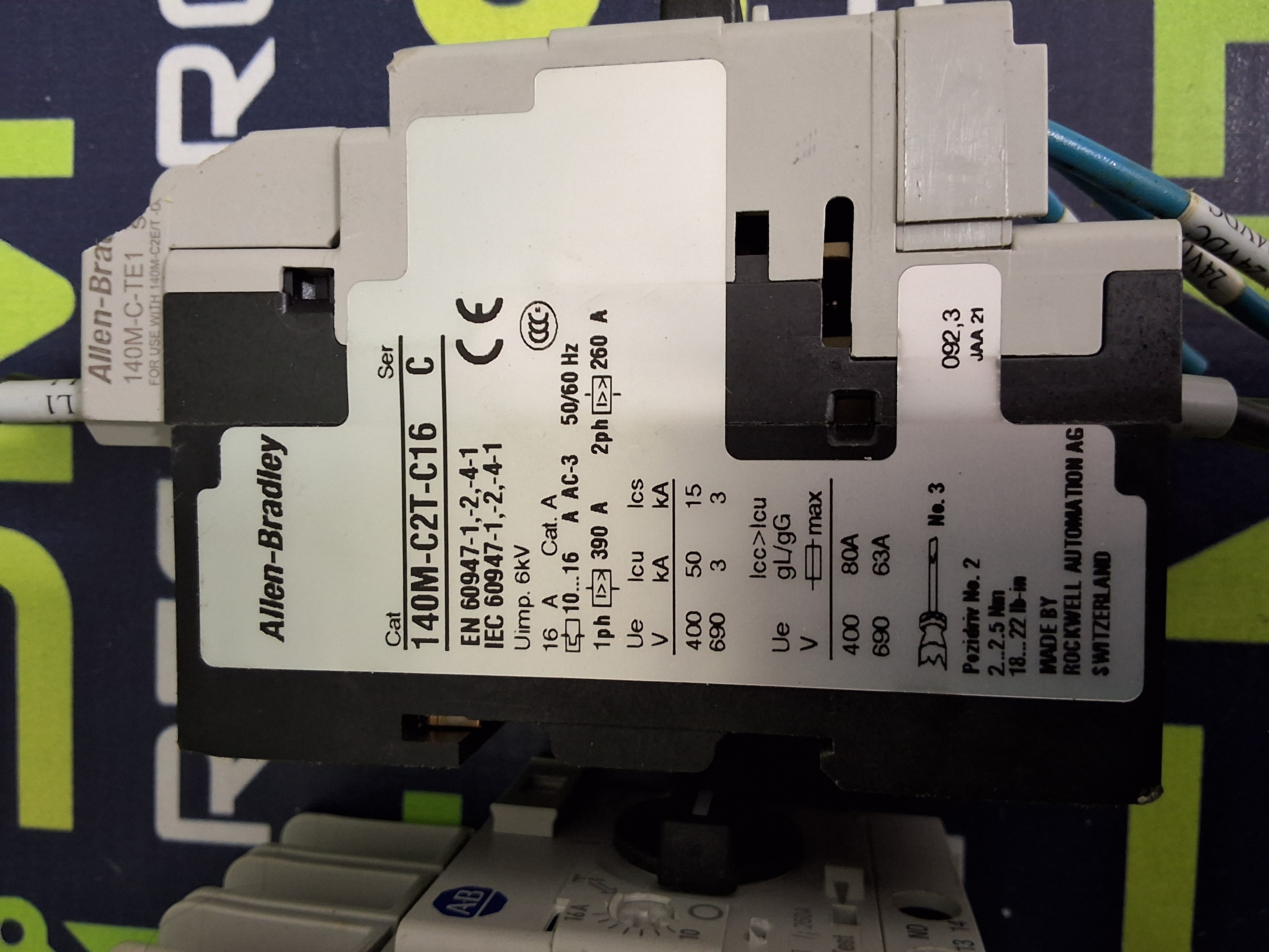 Used ALLEN-BRADLEY 140M-C2T-C16 MOTOR PROTECTION CIRCUIT BREAKER