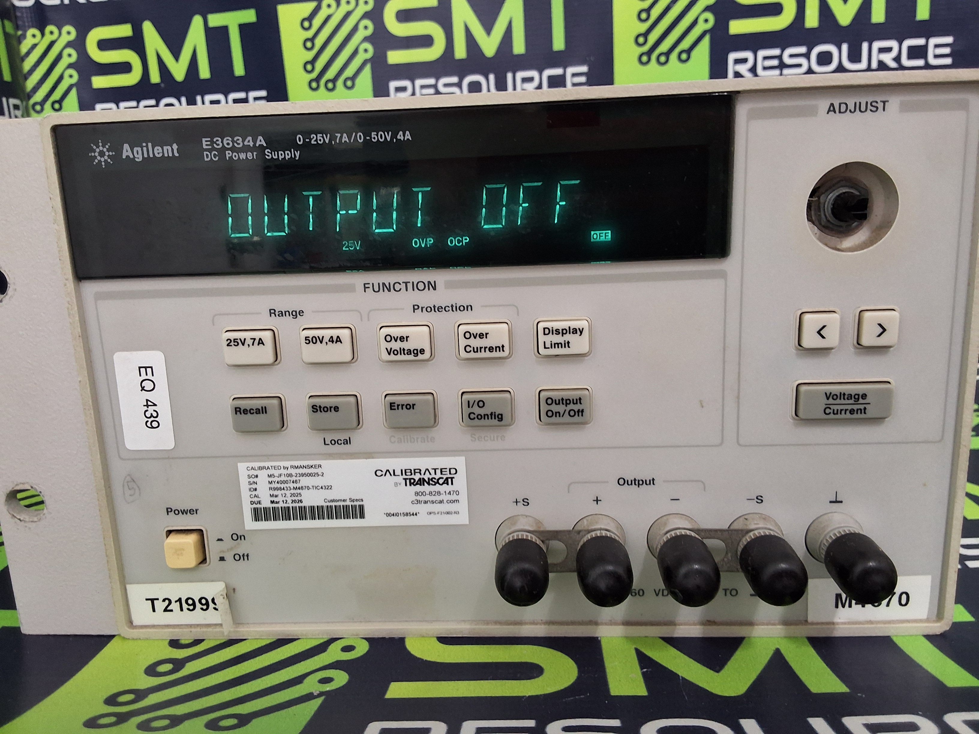 Used AGILENT E3634A DC POWER SUPPLY 0-25V 7A/0-50V 4A - PARTS ONLY