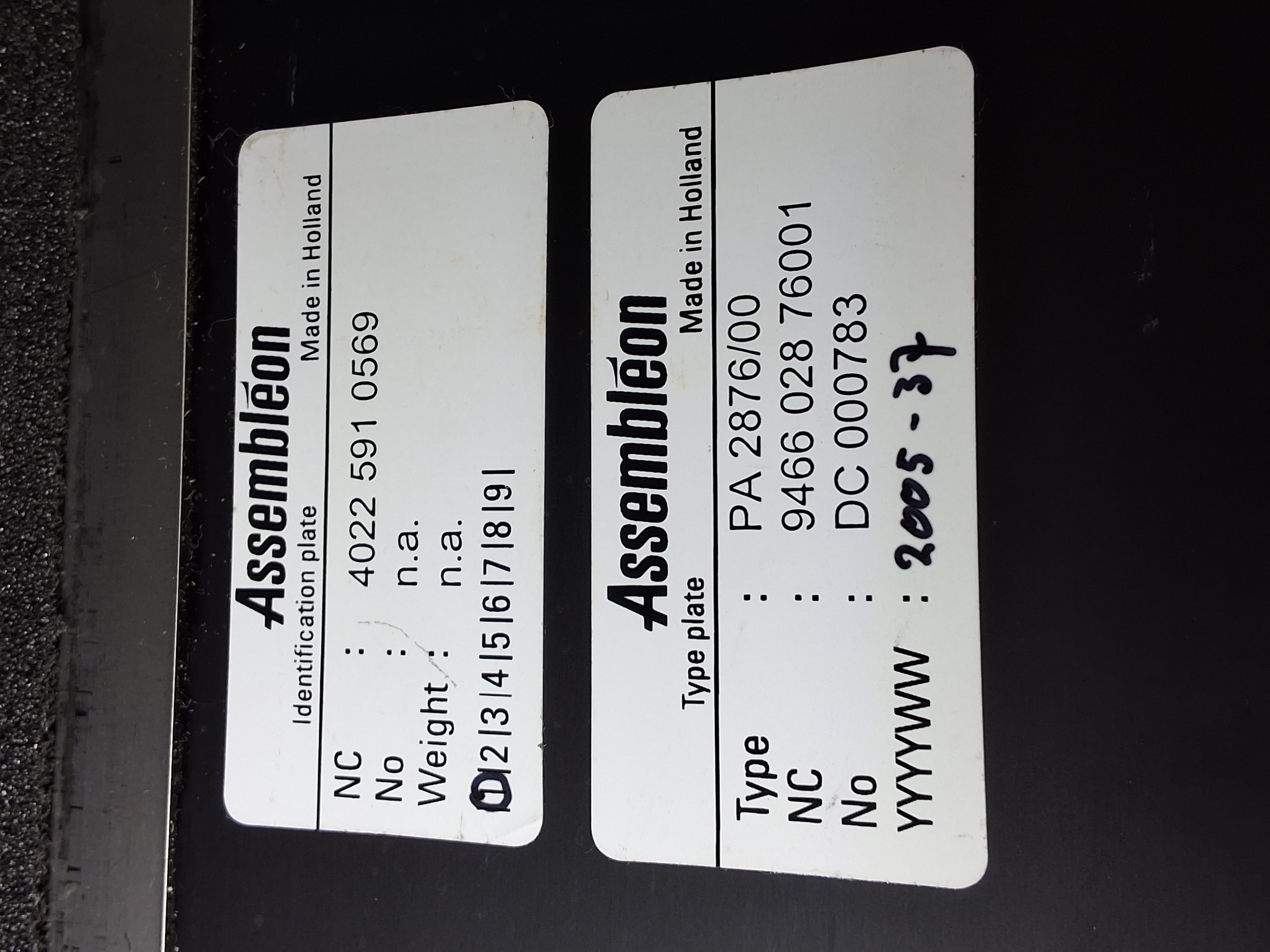 Used ASSEMBLEON PA 2876/00 BLACK CALIBRATION PLATE 