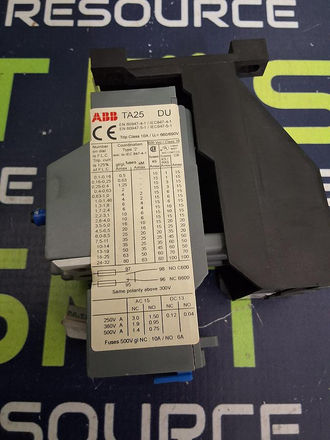 Used ABB TA25DU 3-POLE THERMAL OVERLOAD RELAY 10A