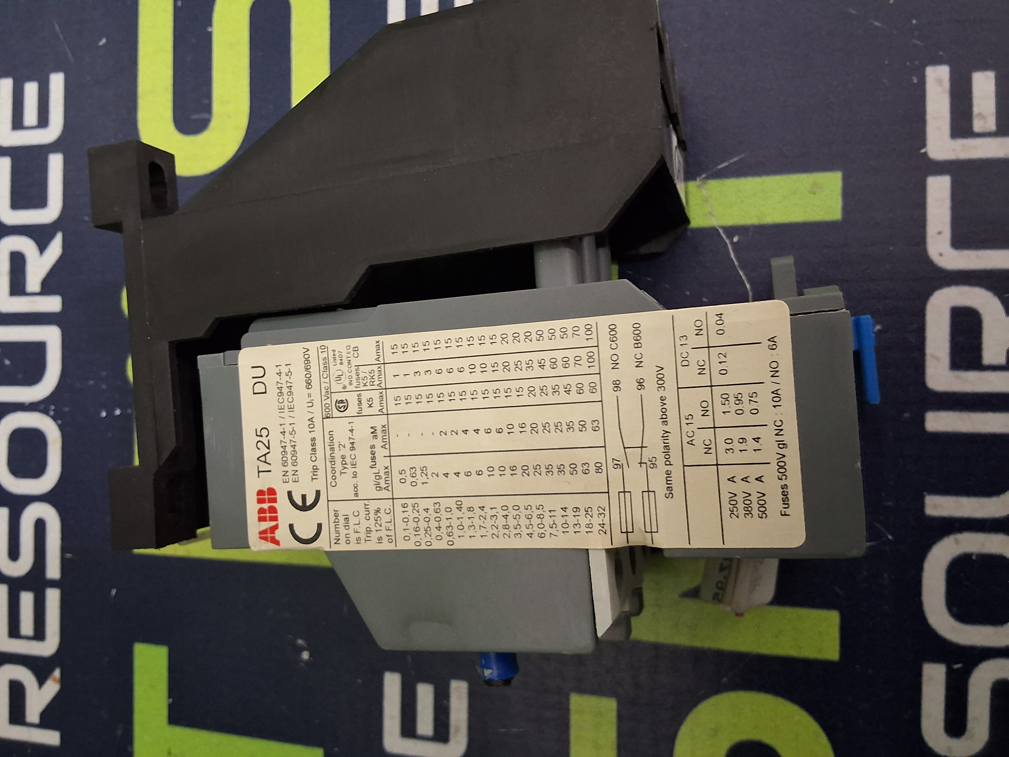 Used ABB TA25DU 3-POLE THERMAL OVERLOAD RELAY 10A