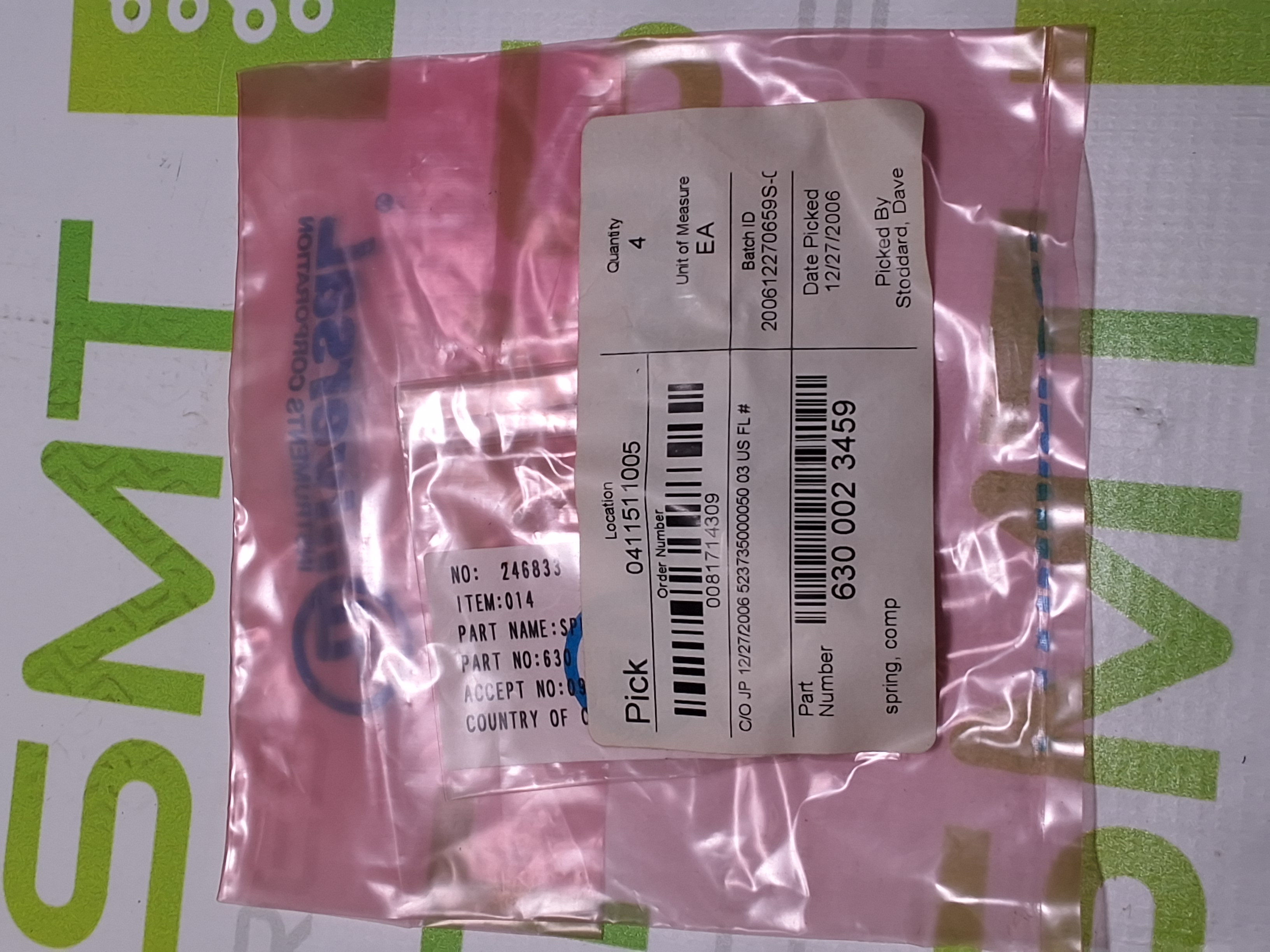 UNIVERSAL INSTRUMENTS 6300023459 COMP SPRING - LOT OF 4 - NEW