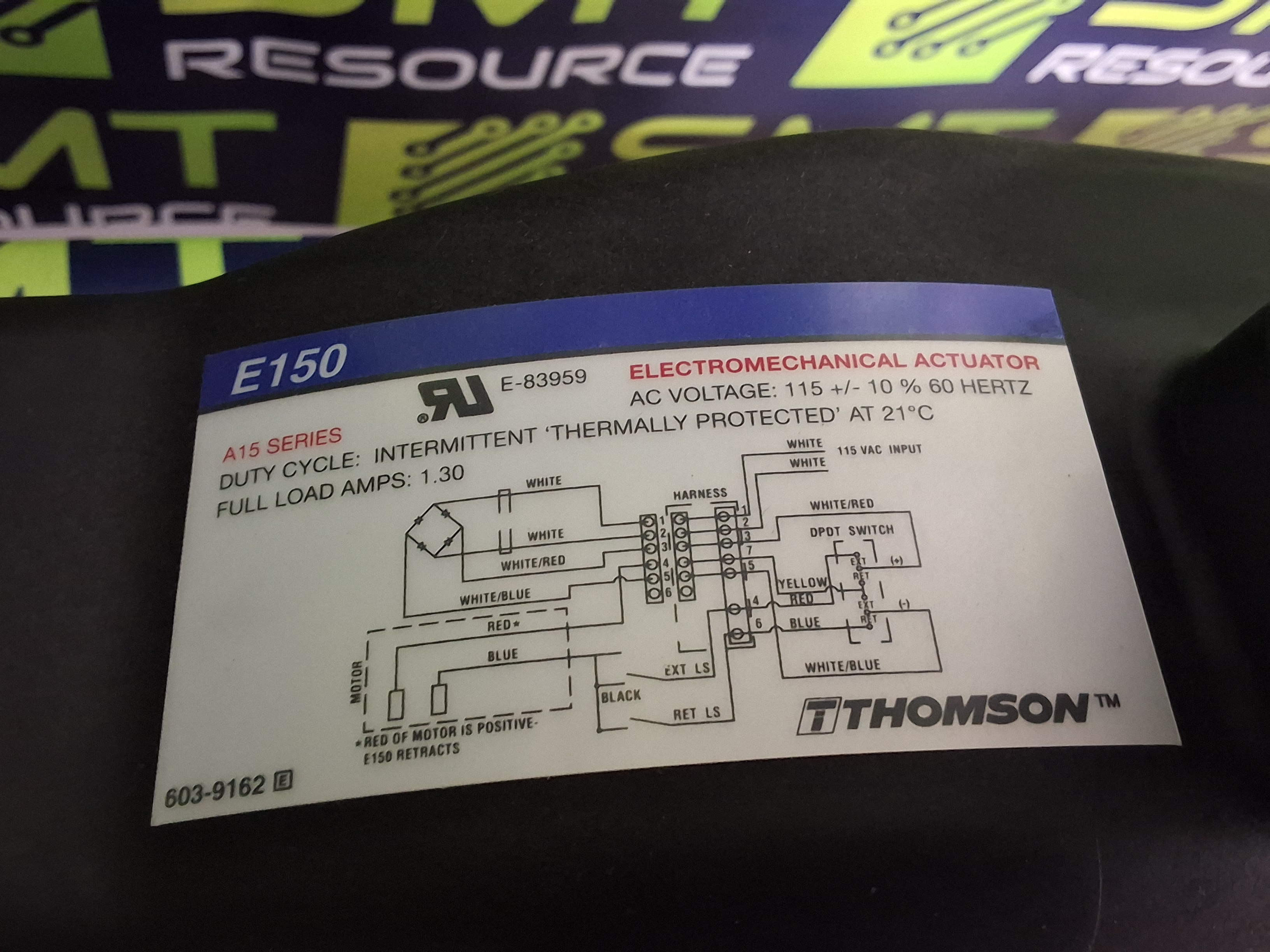 Used THOMSON E150 ELECTROMECHANICAL ACTUATOR A15 SERIES