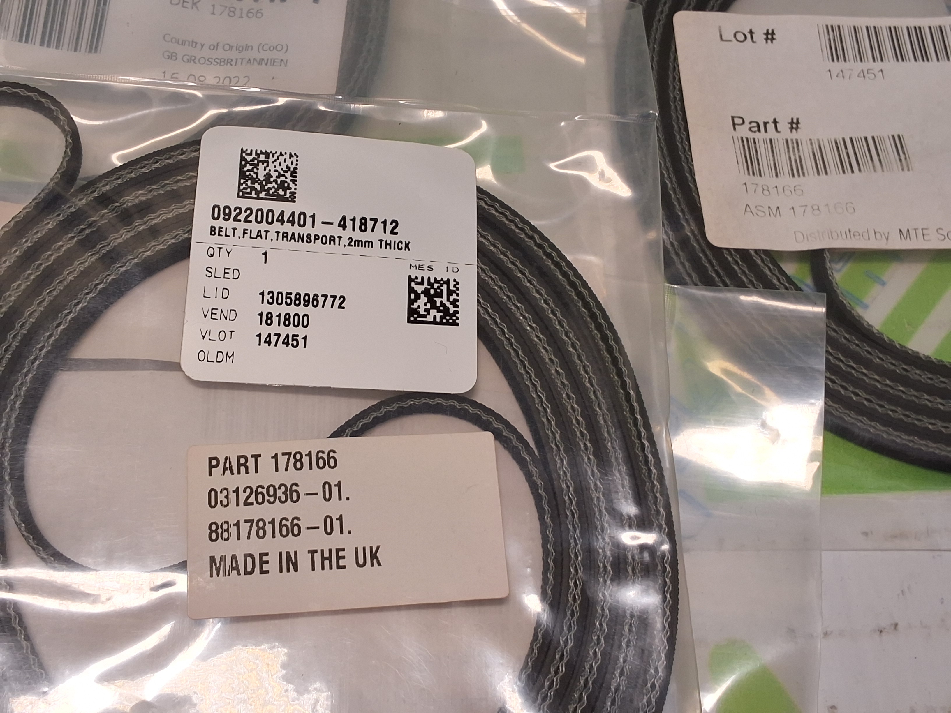 178166 DEK SCREEN PRINTER CONVEYOR BELT - BRAND NEW