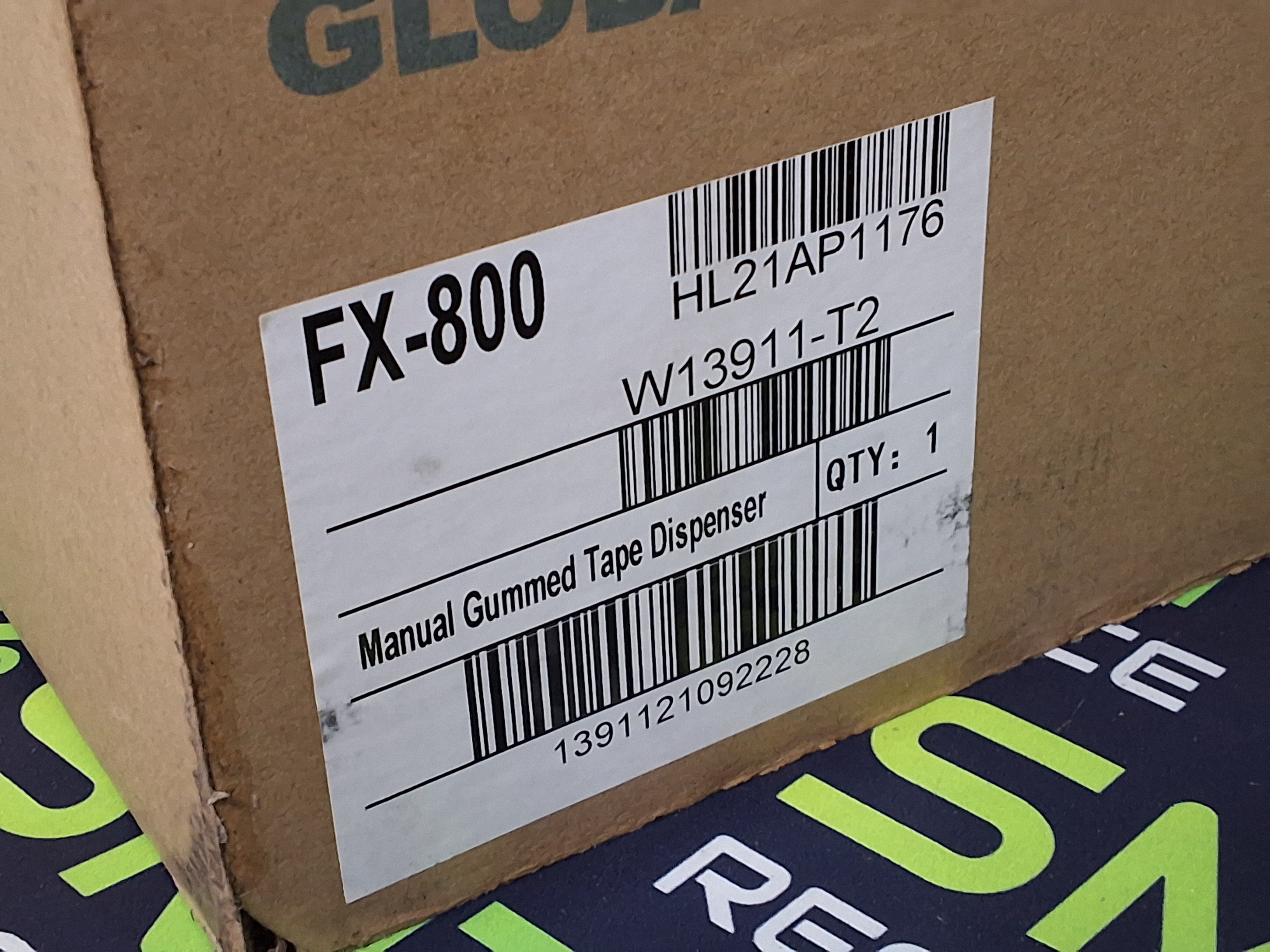 Used GLOBAL INDUSTRIAL FX-800 / 300713 MANUAL GUMMED WATER ACTUVATED TAPE DISPENSER 