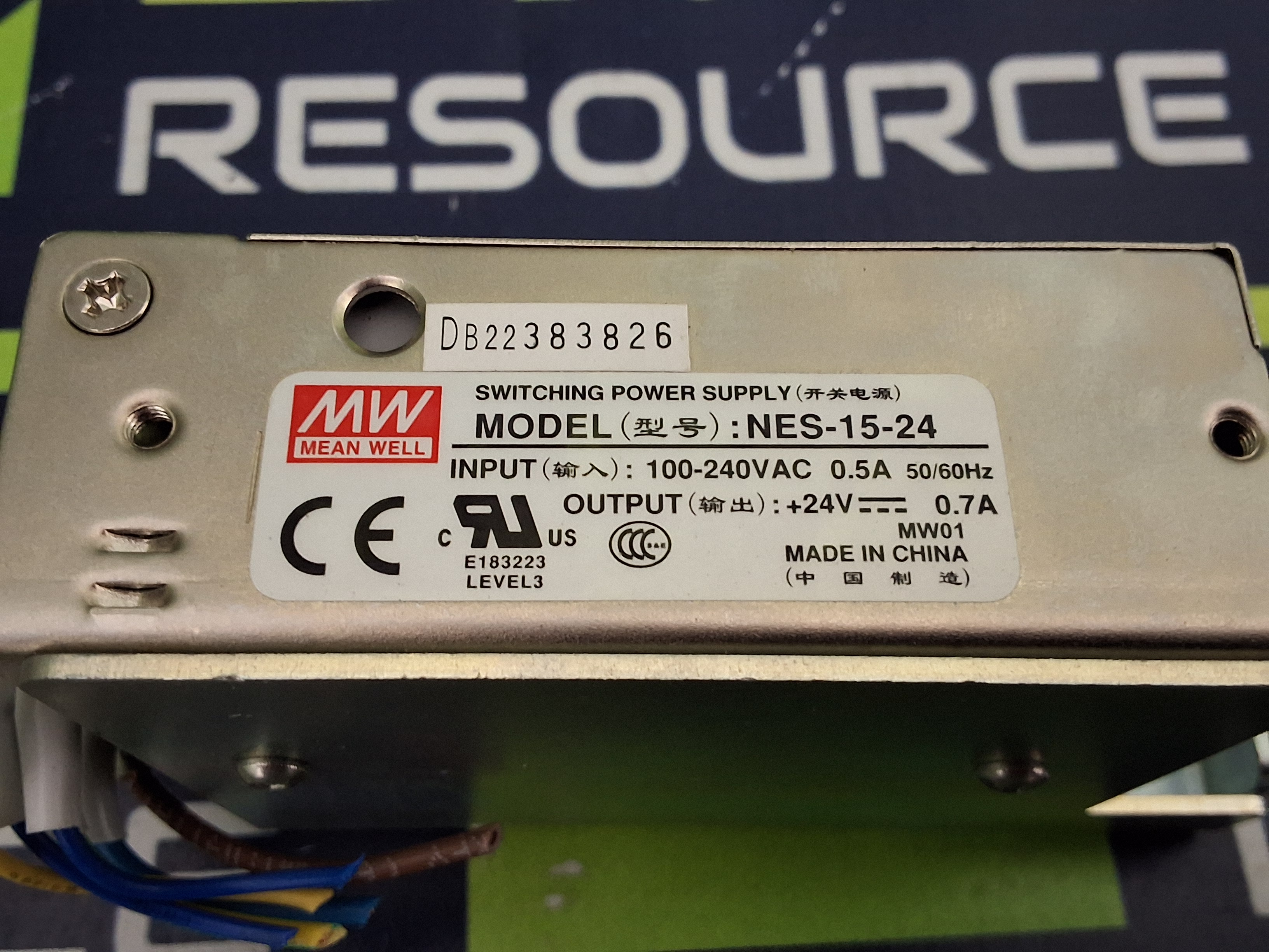 Used MEAN WELL NES-15-24 SWITCHING POWER SUPPLY 100-240VAC 0.5A