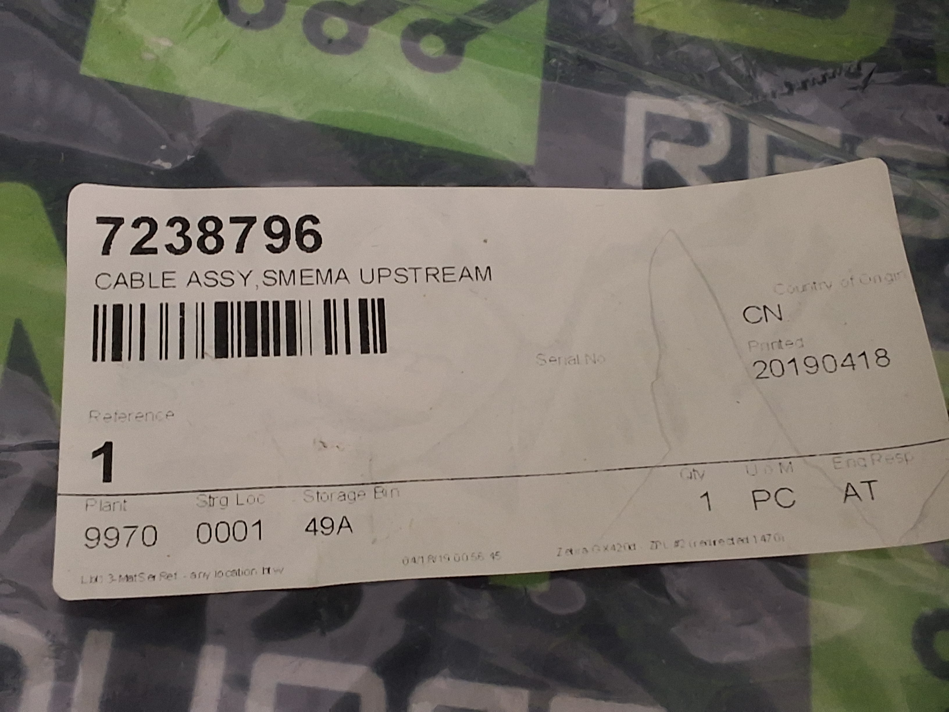 SMEMA UPSTREAM CABLE ASSEMBLY - 7238796 - BRAND NEW