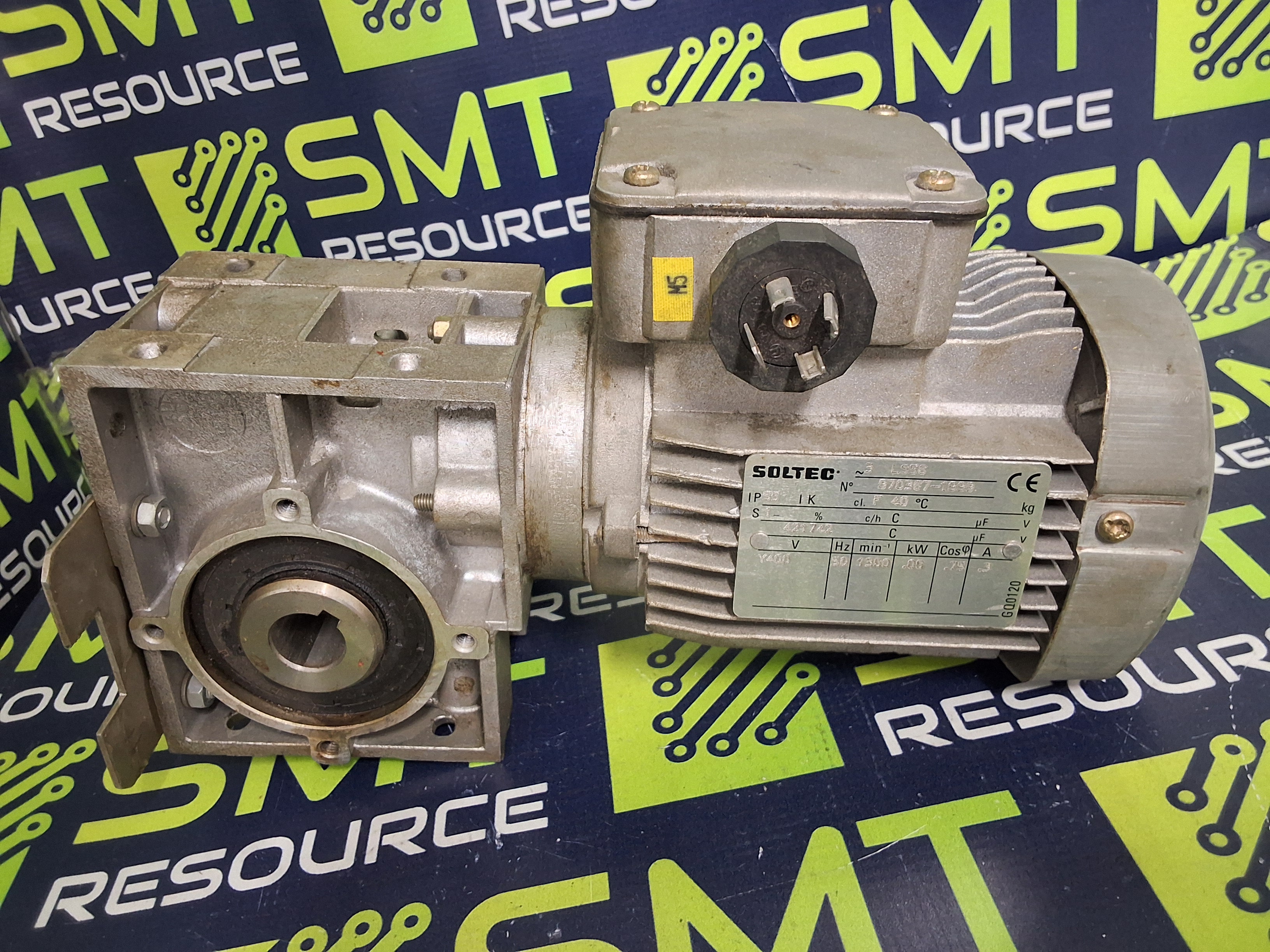 Used SOLTEC 3 LS56 MOTOR WITH LEROY SOMER MB2101 M50 C WORM GEAR REDUCER