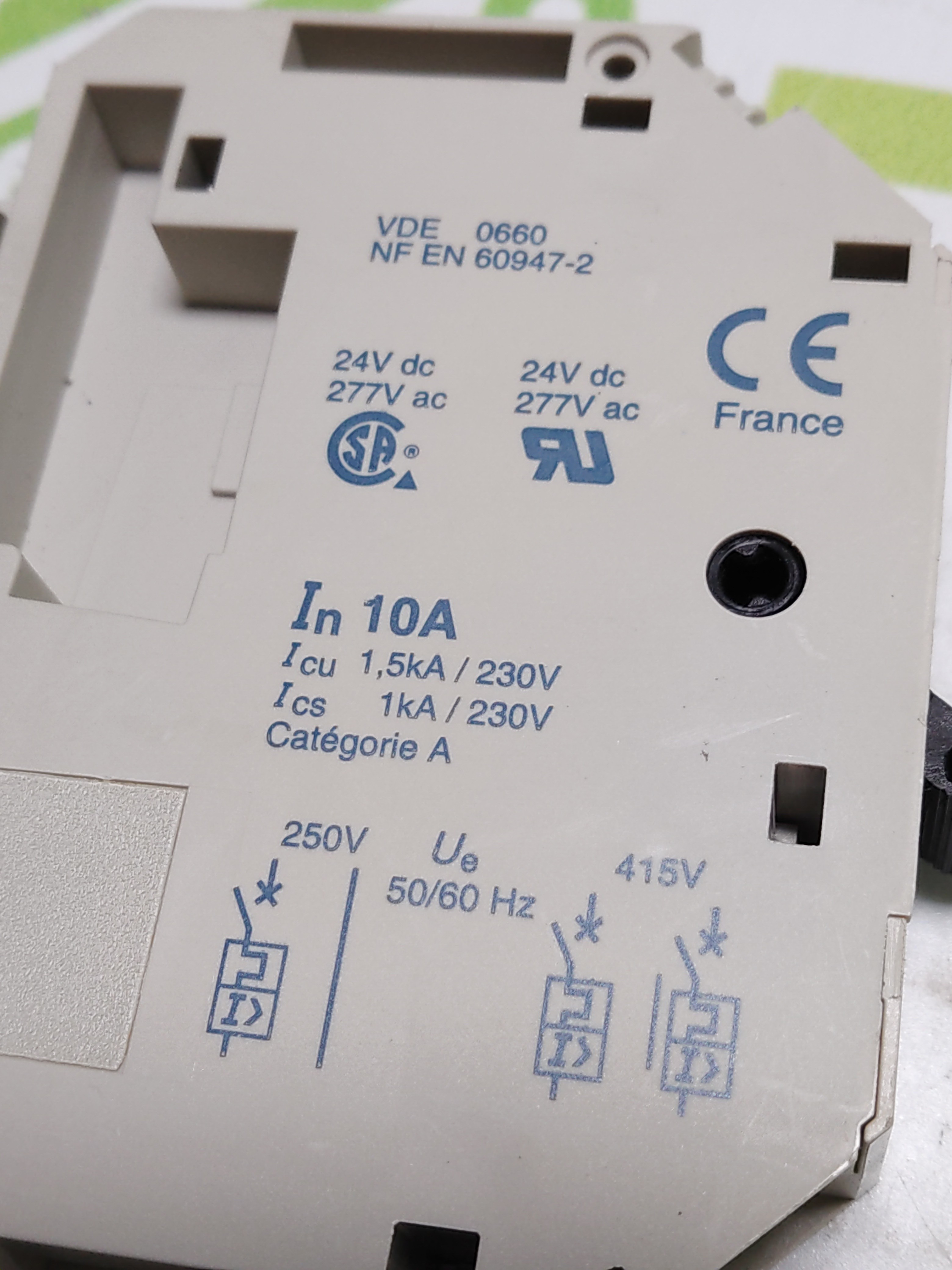 Used SCHNEIDER ELECTRIC TELEMECANIQUE GB2-CB16 10A 1-POLE CIRCUIT BREAKER 