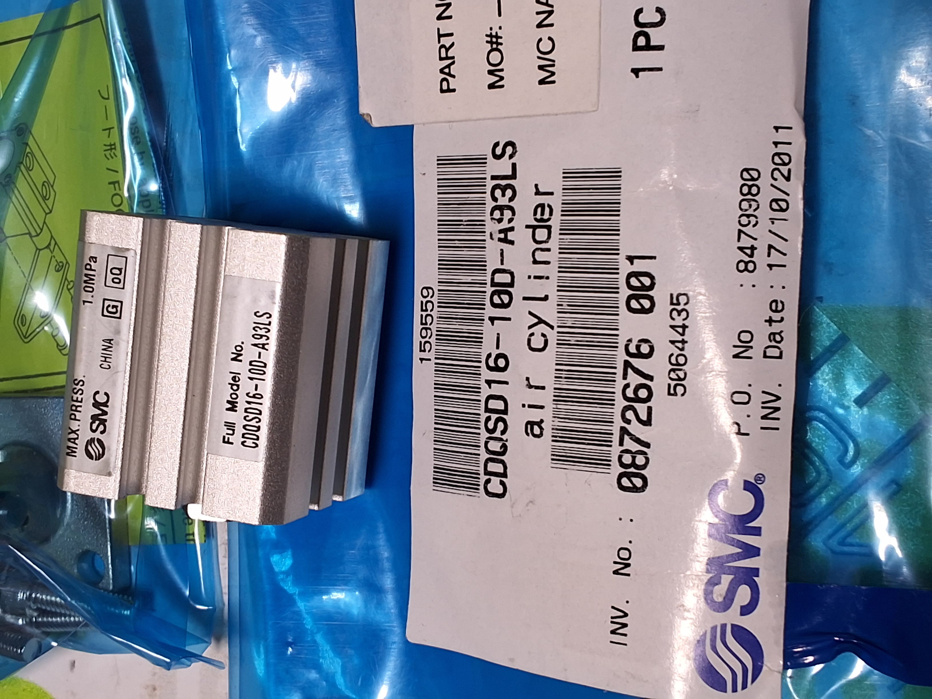 SMC CDQSD16-10D-A93LS AIR CYLINDER - NEW 