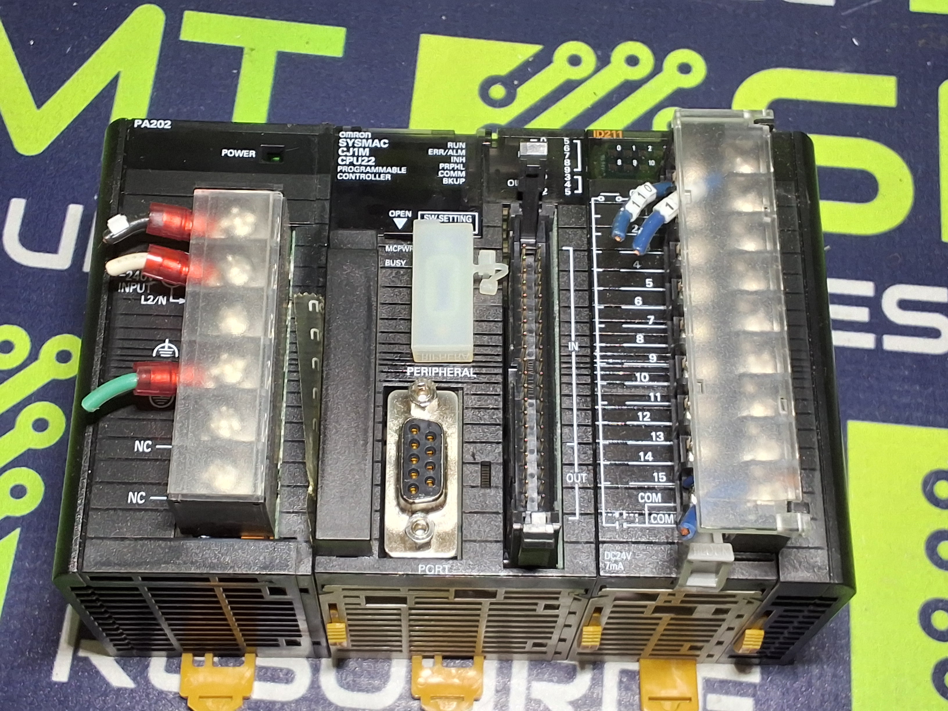 Used OMRON SYSMAC CJ1M CPU22 PLC WITH OMRON CJ1W-PA202 POWER SUPPLY