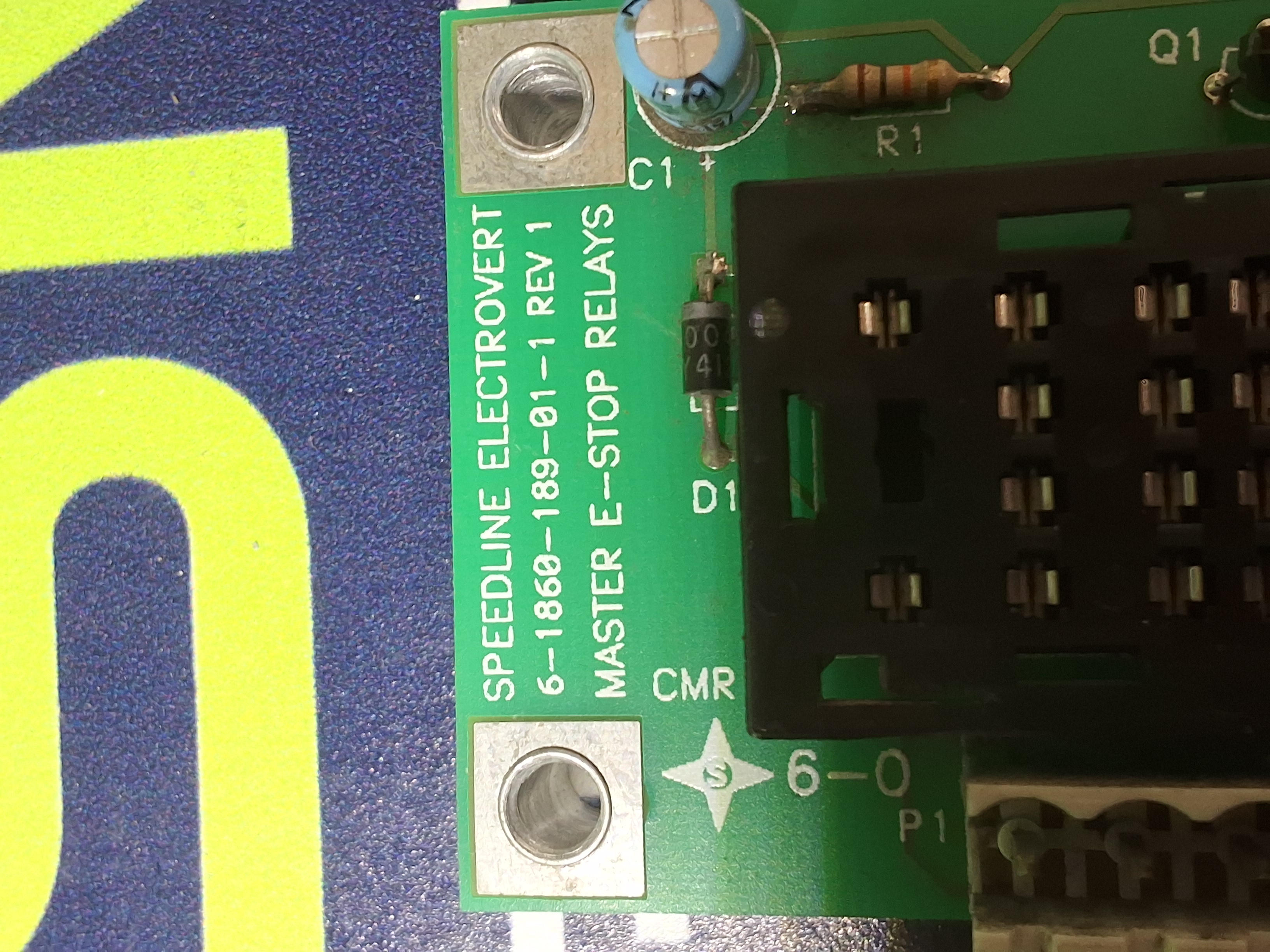 Used SPEEDLINE ELECTROVERT 6-1860-189-01-1 REV. 1 MASTER E-STOP RELAY