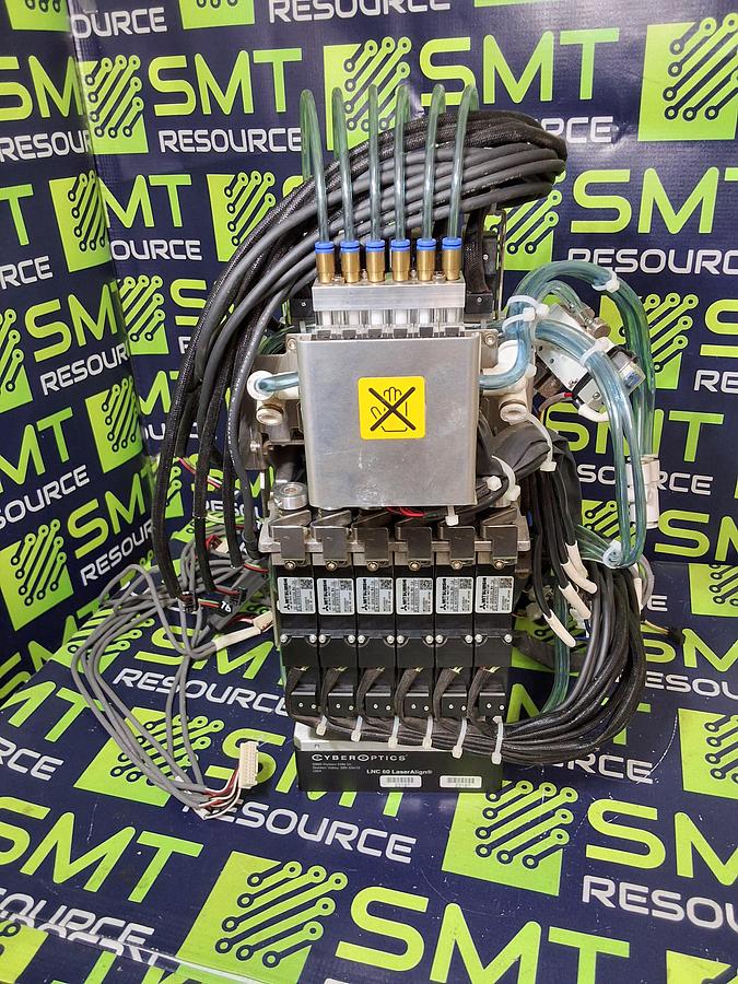 Used JUKI FX-3RAL PICK AND PLACE HEAD ASSEMBLY FX-3RA_LR WITH CYBEROPTICS 8015218 LNC 60 LASERALIGN SENSOR