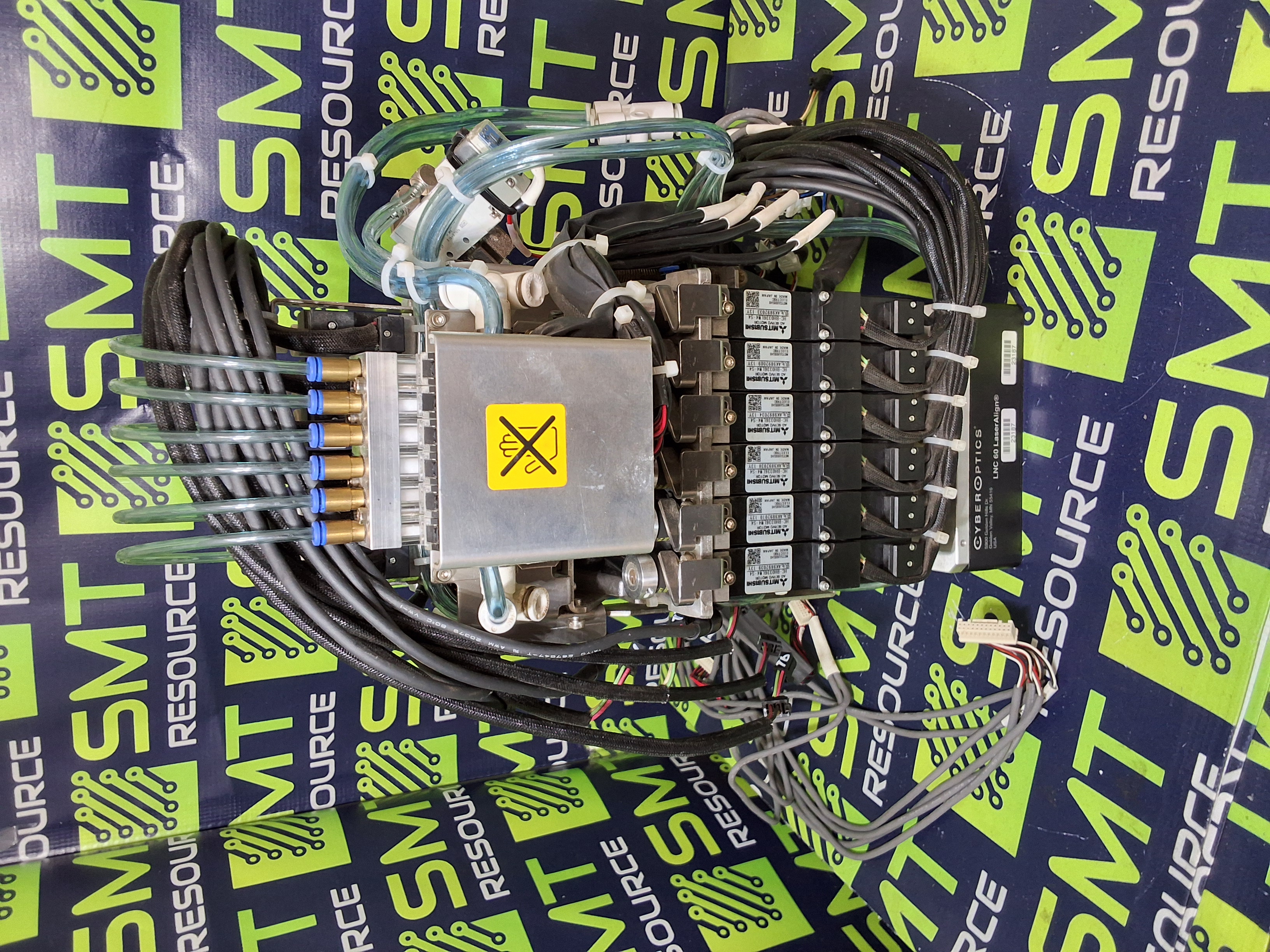 Used JUKI FX-3RAL PICK AND PLACE HEAD ASSEMBLY FX-3RA_LR WITH CYBEROPTICS 8015218 LNC 60 LASERALIGN SENSOR