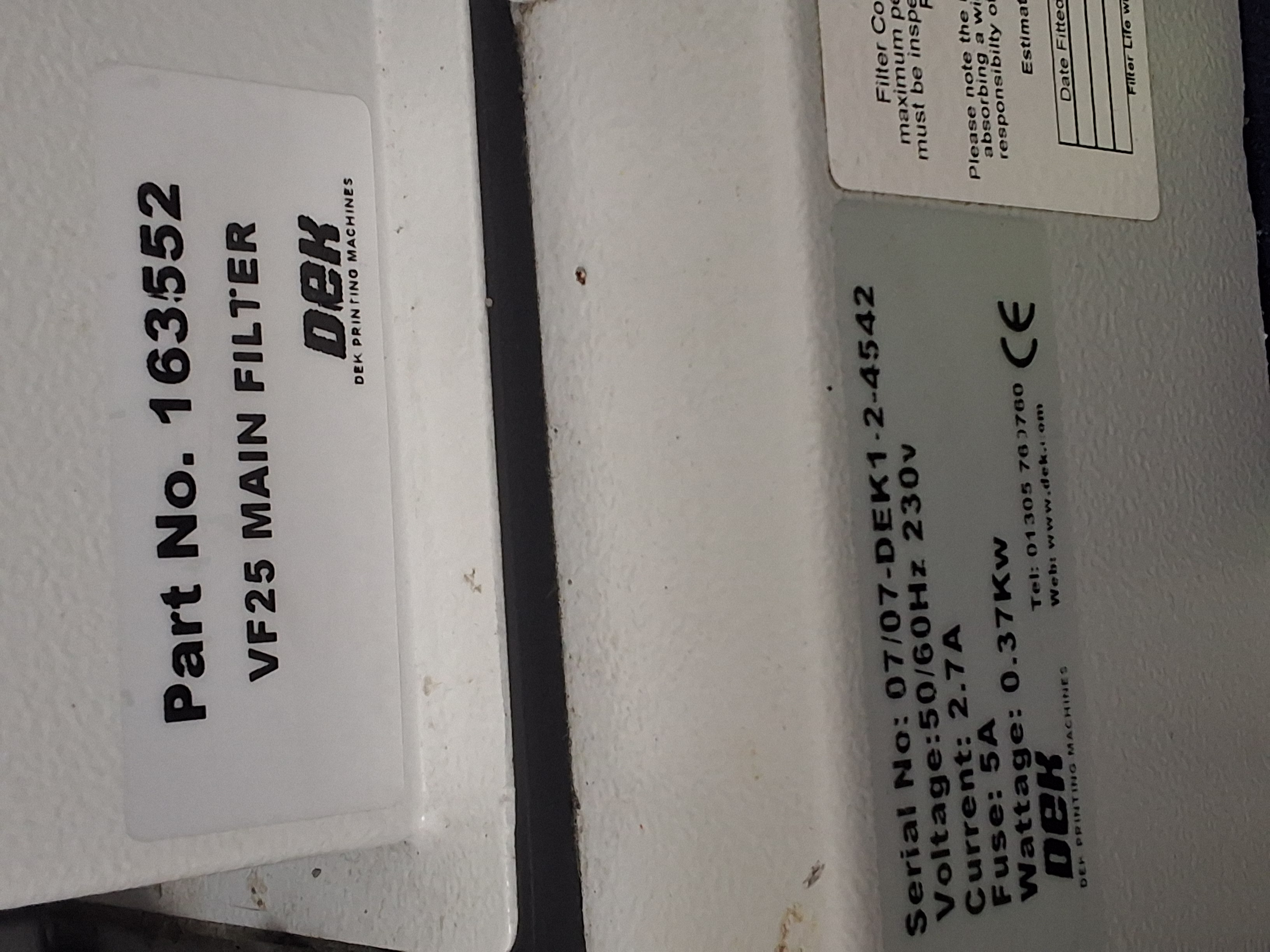 Used DEK 163552 SCREEN PRINTER VACUUM PUMP ASSEMBLY 163550