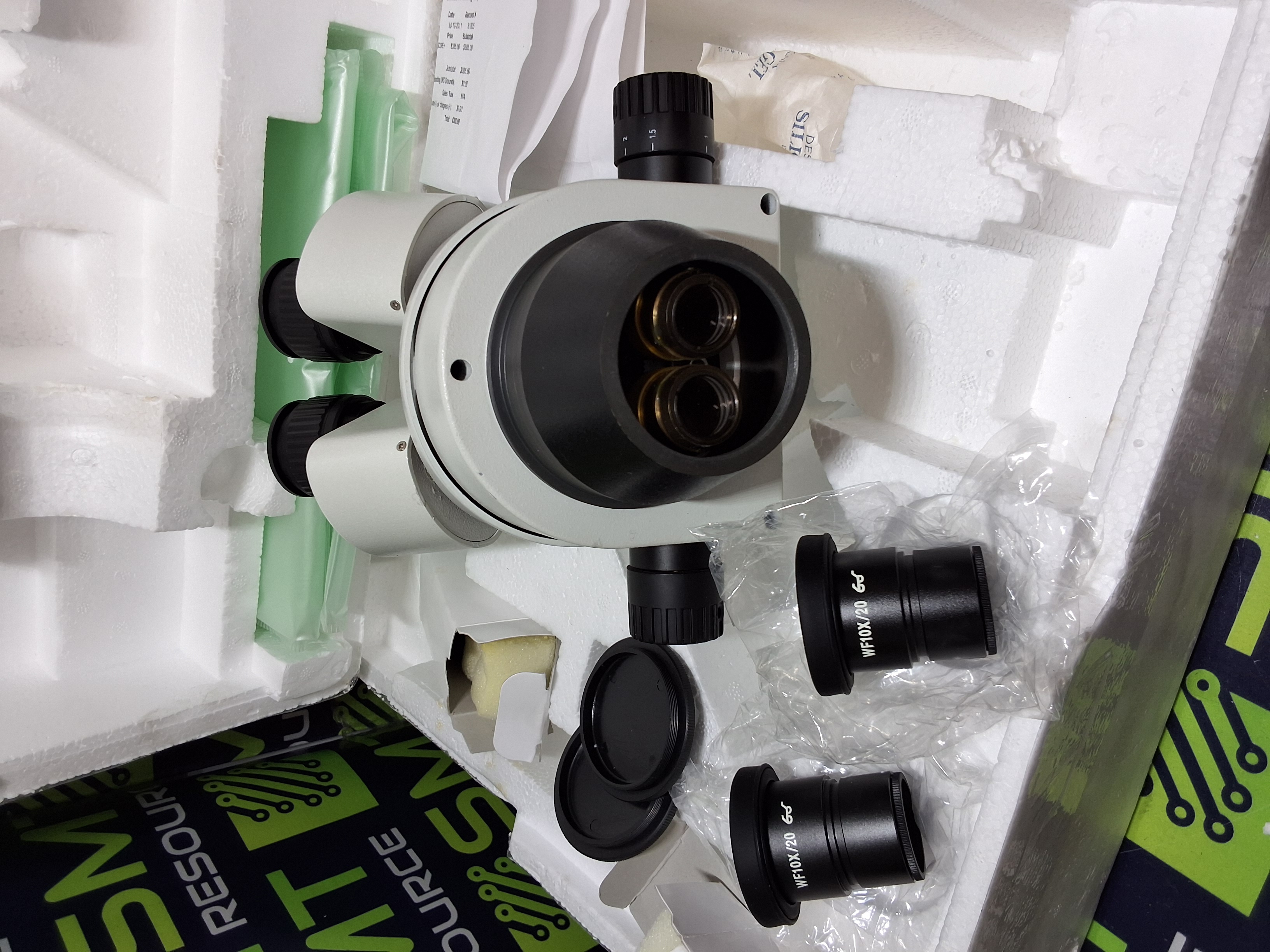 Used AmScope SM-4B 7X-45X BINOCULAR STEREO ZOOM MICROSCOPE 