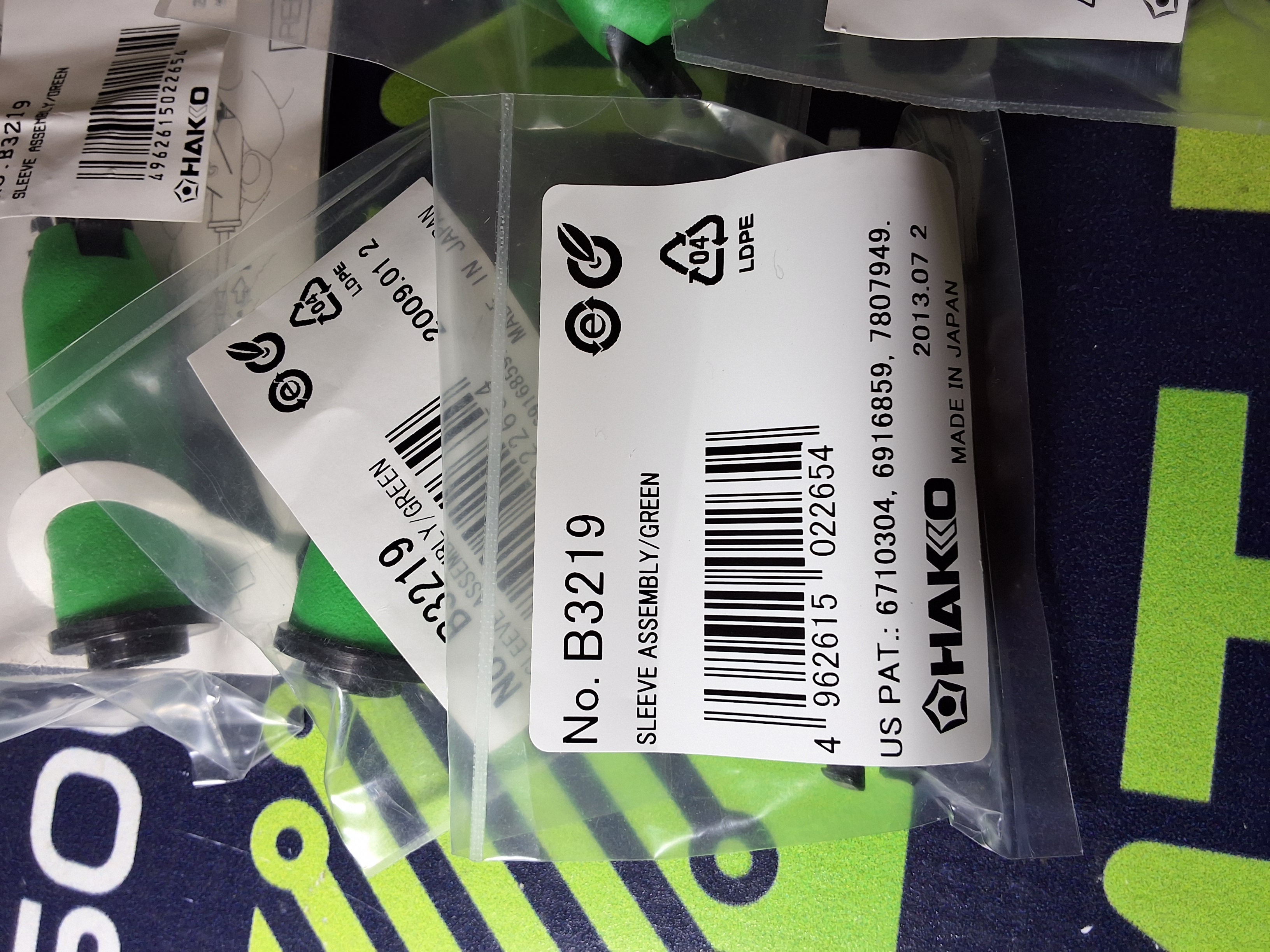 HAKKO B3219 GREEN REPLACEMENT SLEEVE GRIP FOR FM-2027 & FM-2028 - BRAND NEW
