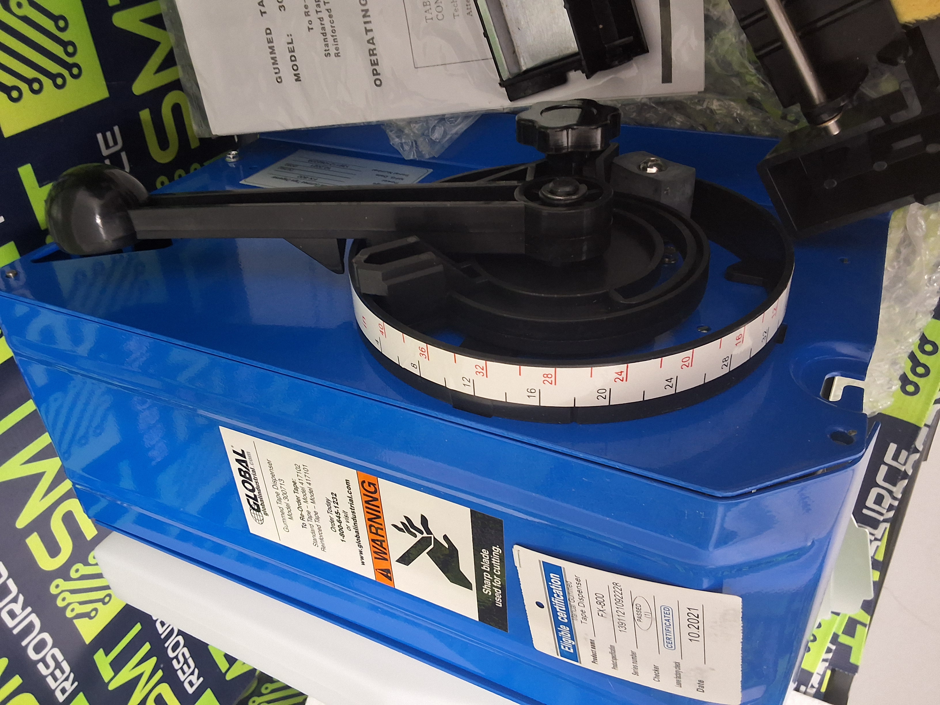 Used GLOBAL INDUSTRIAL FX-800 / 300713 MANUAL GUMMED WATER ACTUVATED TAPE DISPENSER 