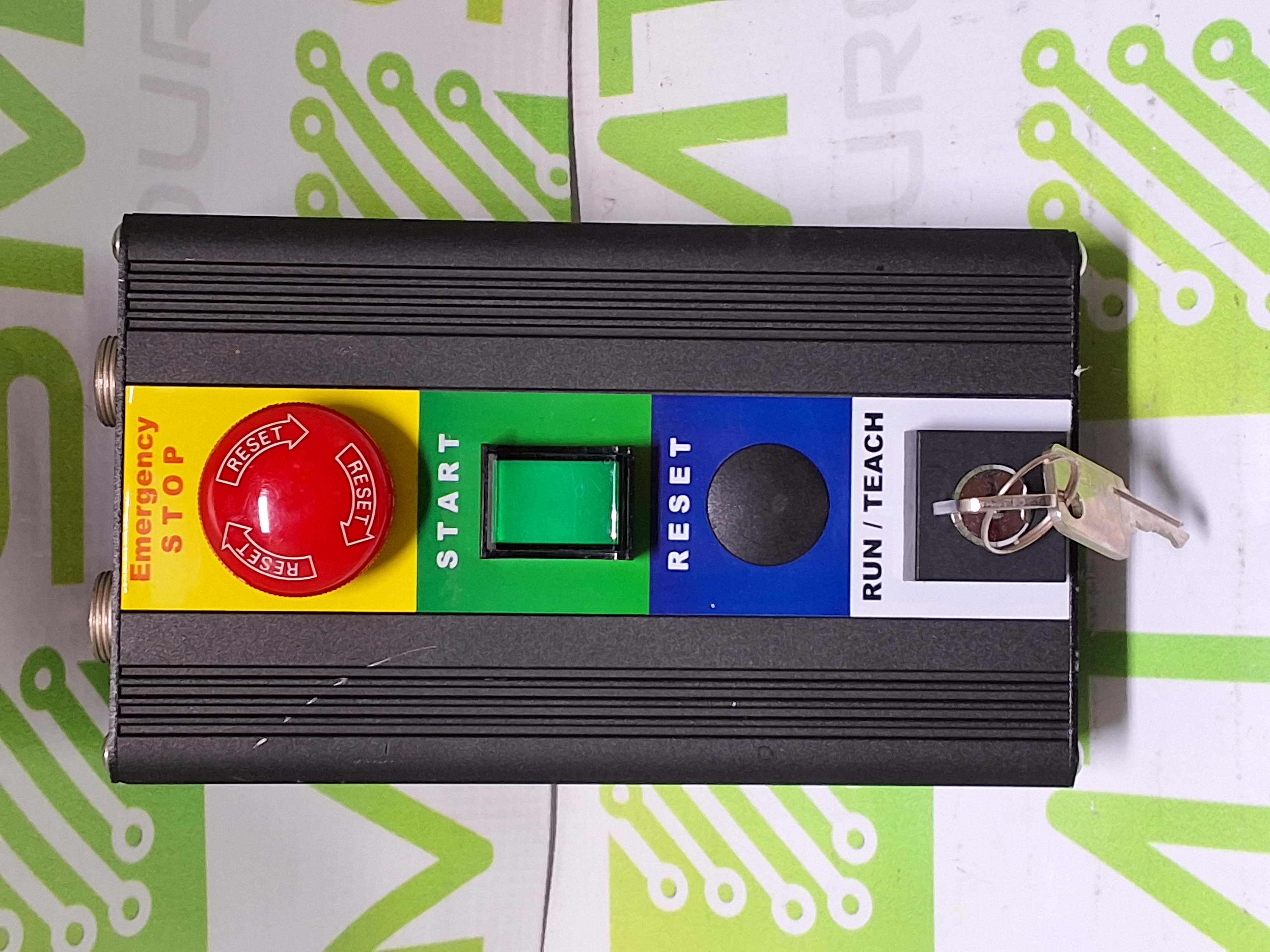 Used TOKYO ELECTRON EMERGENCY STOP/START/ RUN/TEACH OPERATOR CONTROL PANEL WITH KEYS