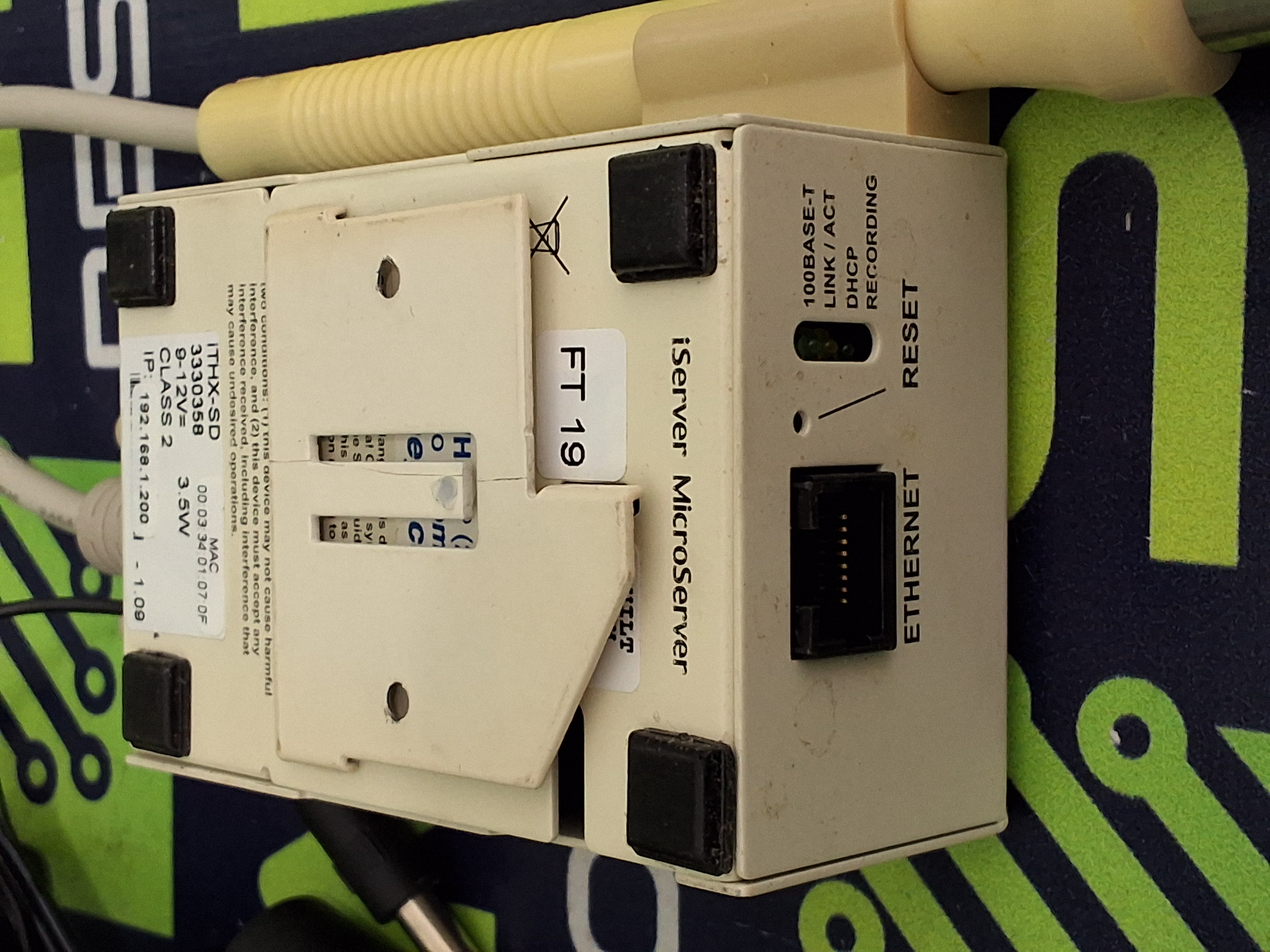 Used OMEGA iTHX-SD iServer MicroServer WITH 4GB SD CARD, POWER SUPPLY AND iTHP-W-6 PROBE