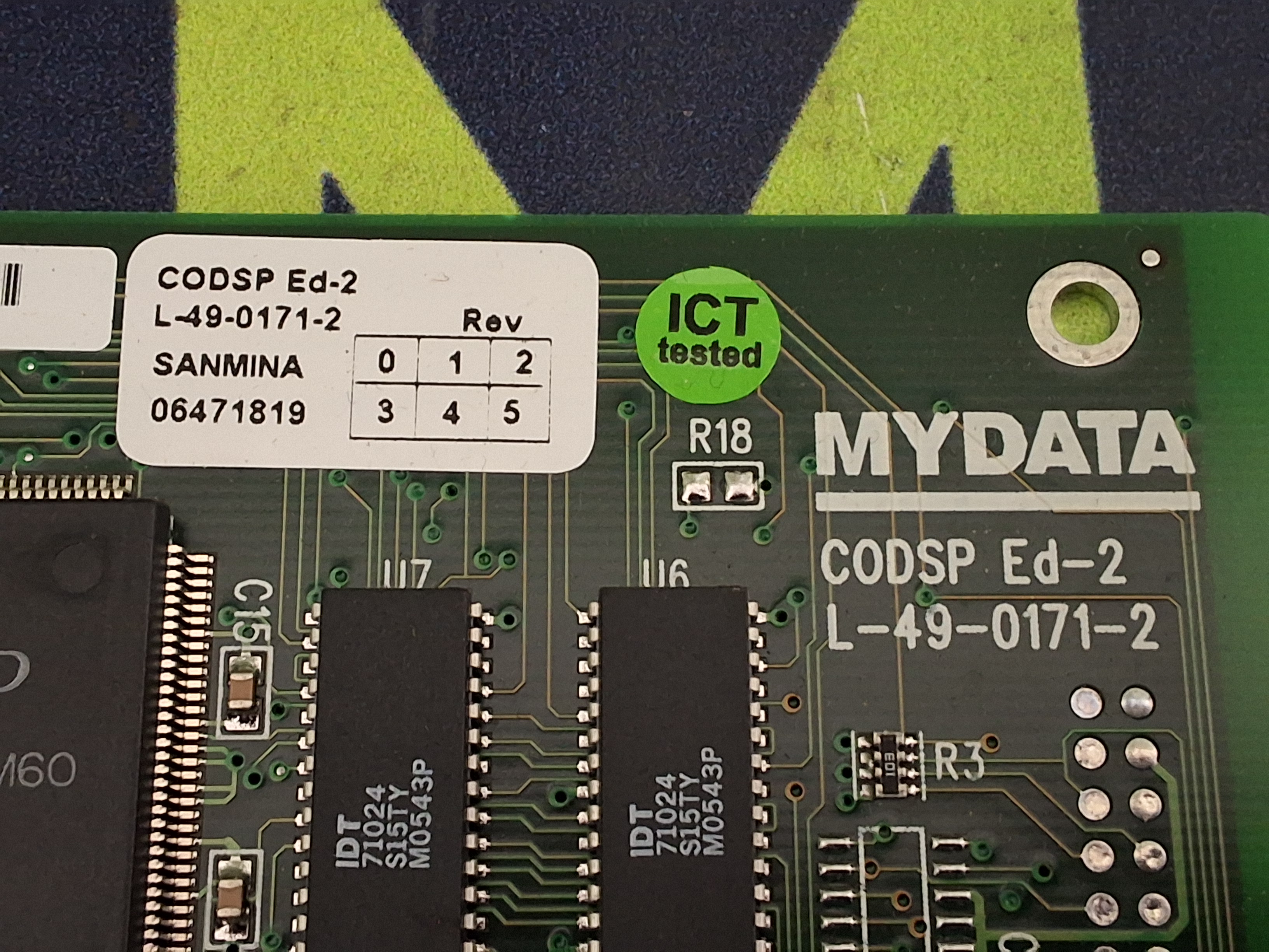 Used MYDATA L-049-0171-2 CODSP Ed-2 BOARD