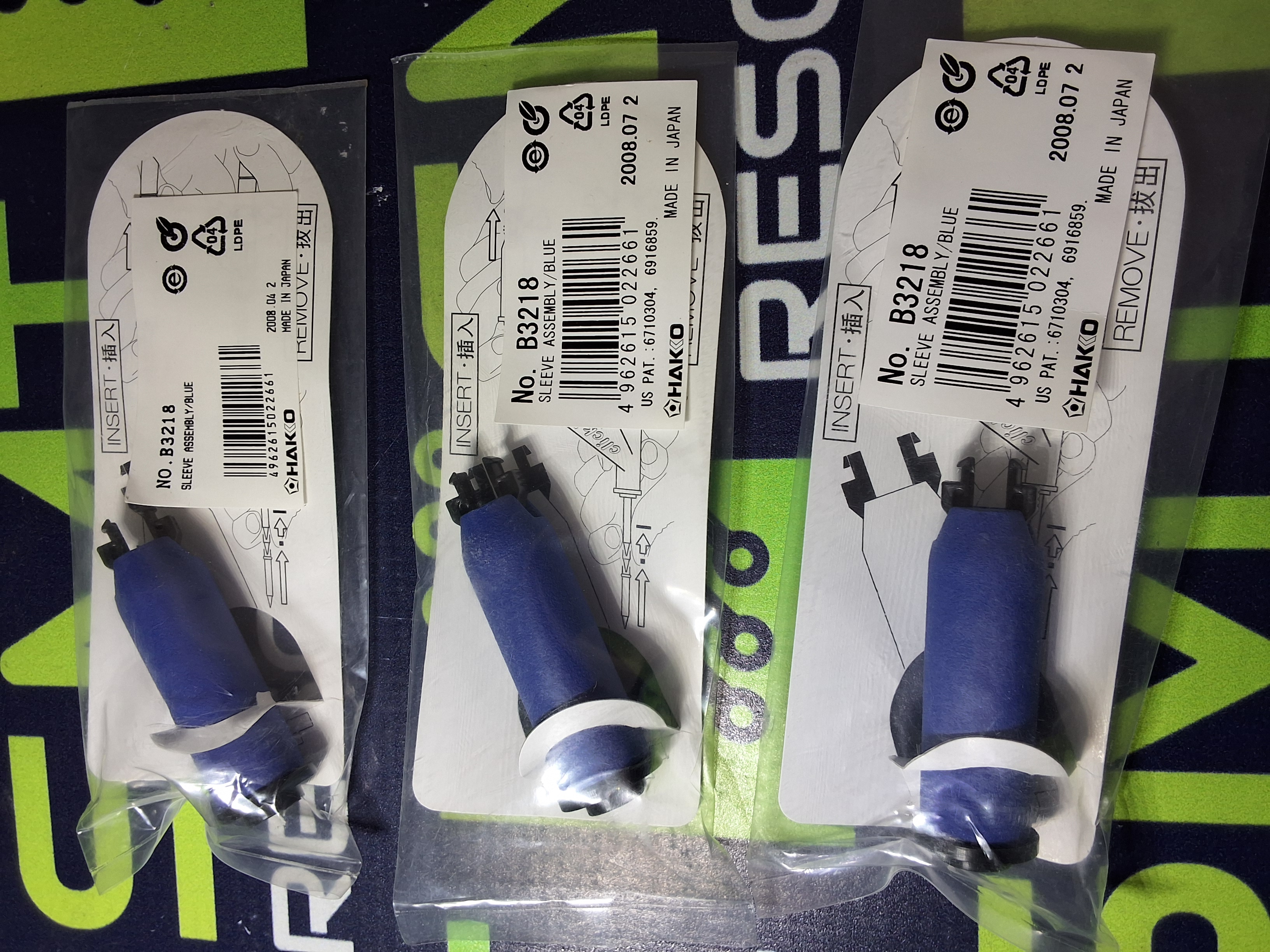 HAKKO B3218 BLUE REPLACEMENT SLEEVE GRIP - LOT OF 3 - BRAND NEW  