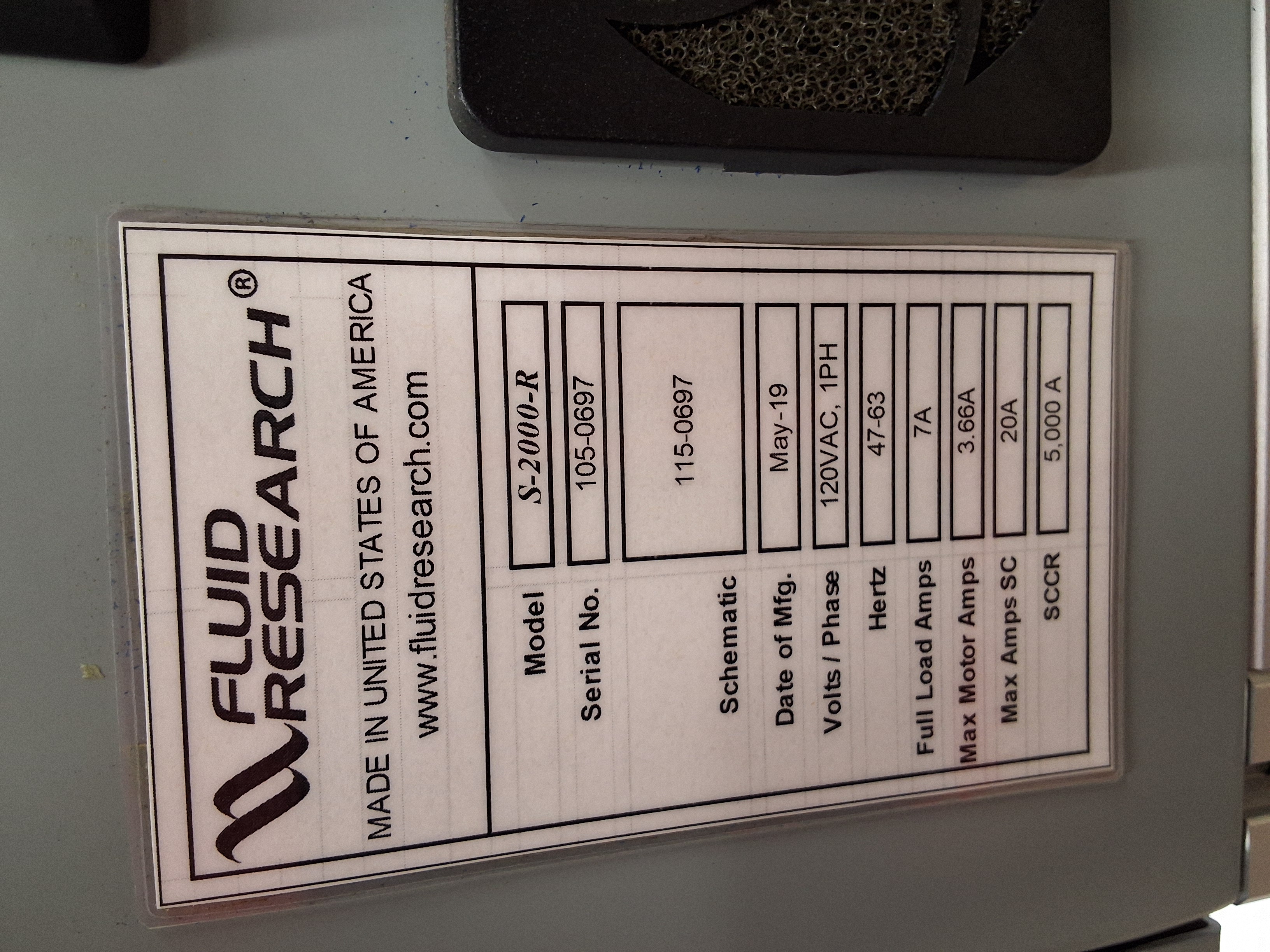 Used Fluid Research S-2000-R Multi-Part Dispensing System