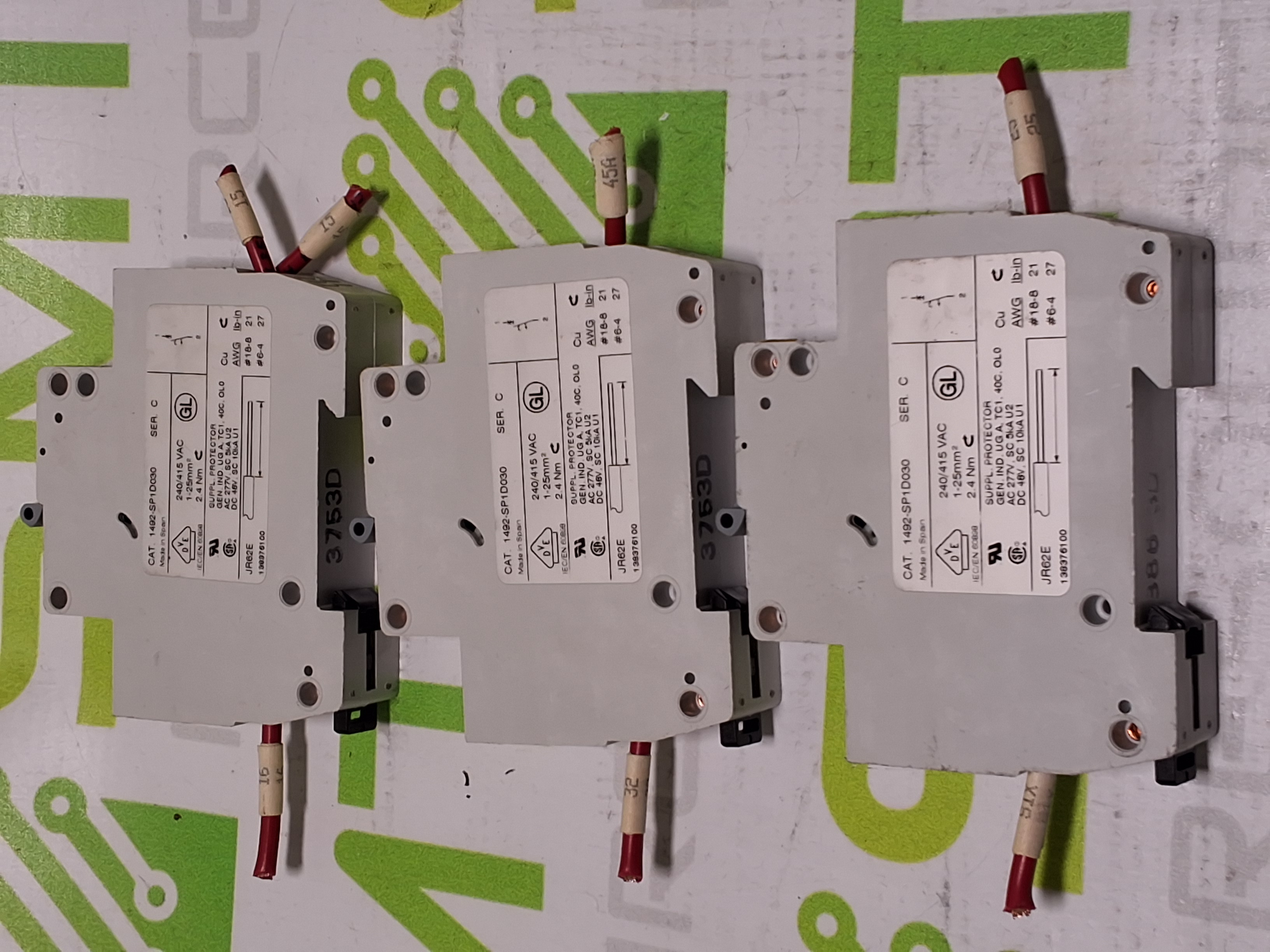 Used ALLEN-BRADLEY 1492-SP1D030 CIRCUIT BREAKER - LOT OF 3