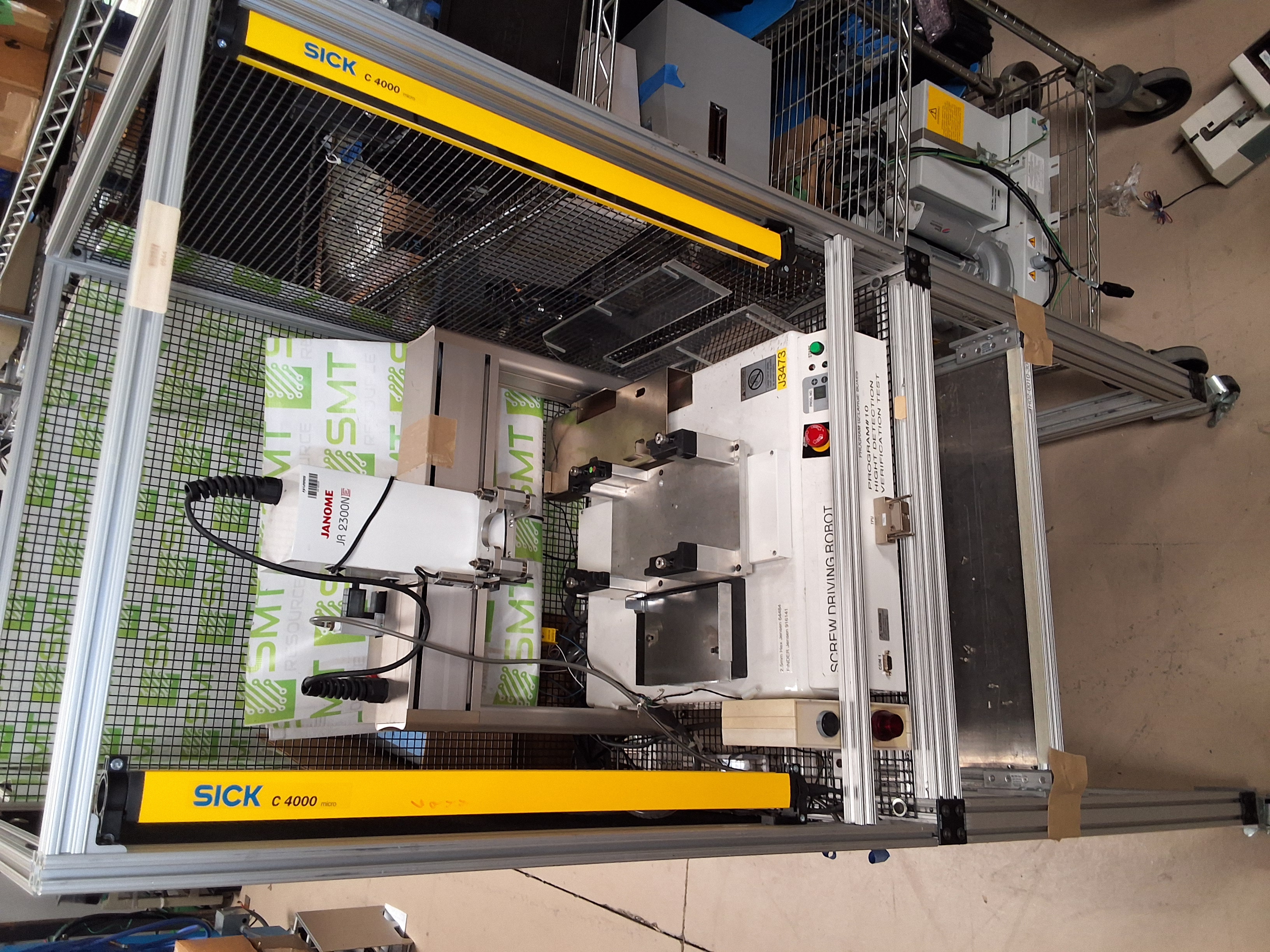 Used JANOME JR 2300NE SCREW DRIVING ROBOT DISPENSING SYSTEM WITH ROLLING CAGE JR2303NE