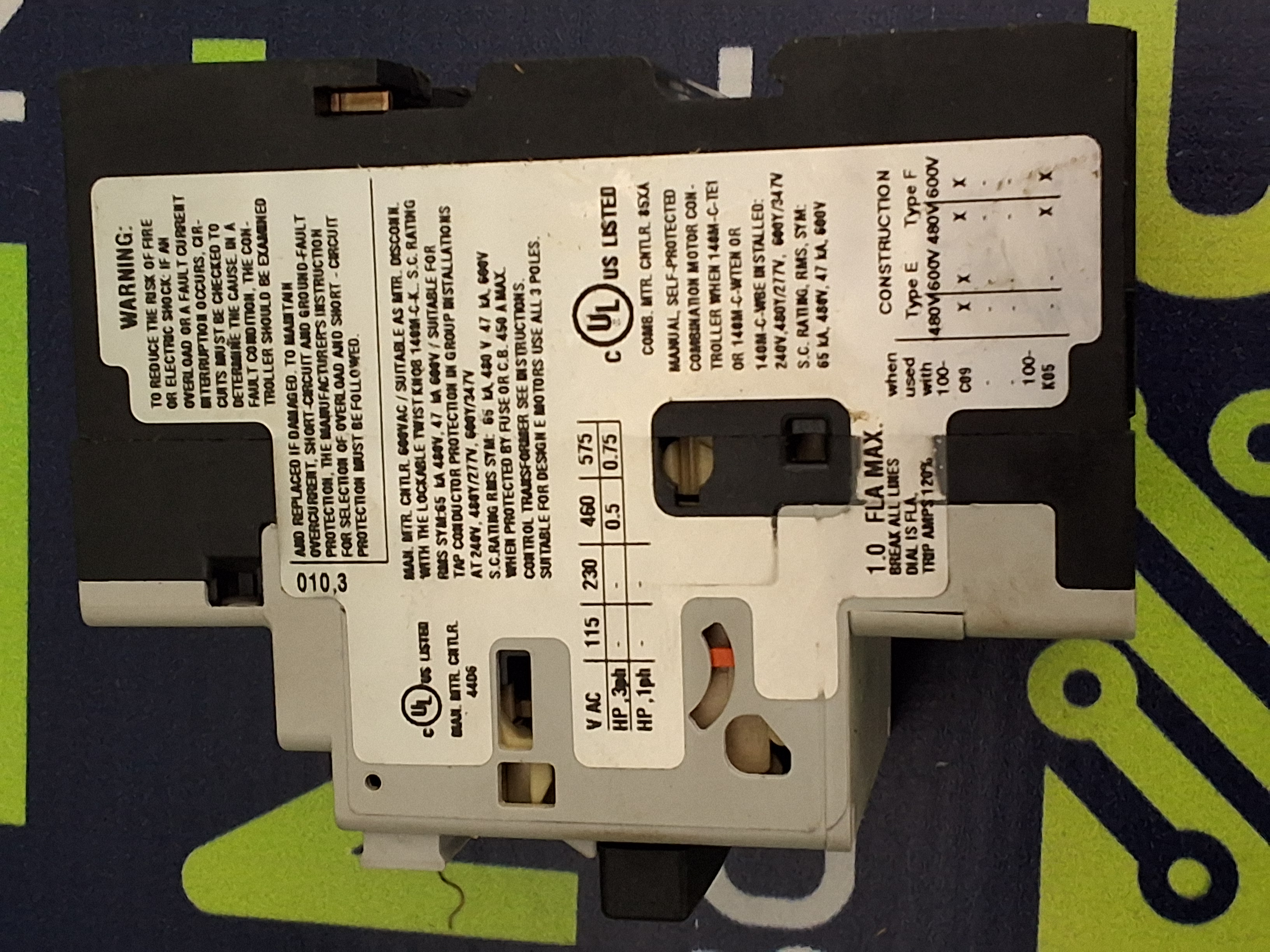 Used ALLEN-BRADLEY 140M-C2E-B10 / 140M-C2E CIRCUIT BREAKER 2-PHASE 13A 50/60Hz