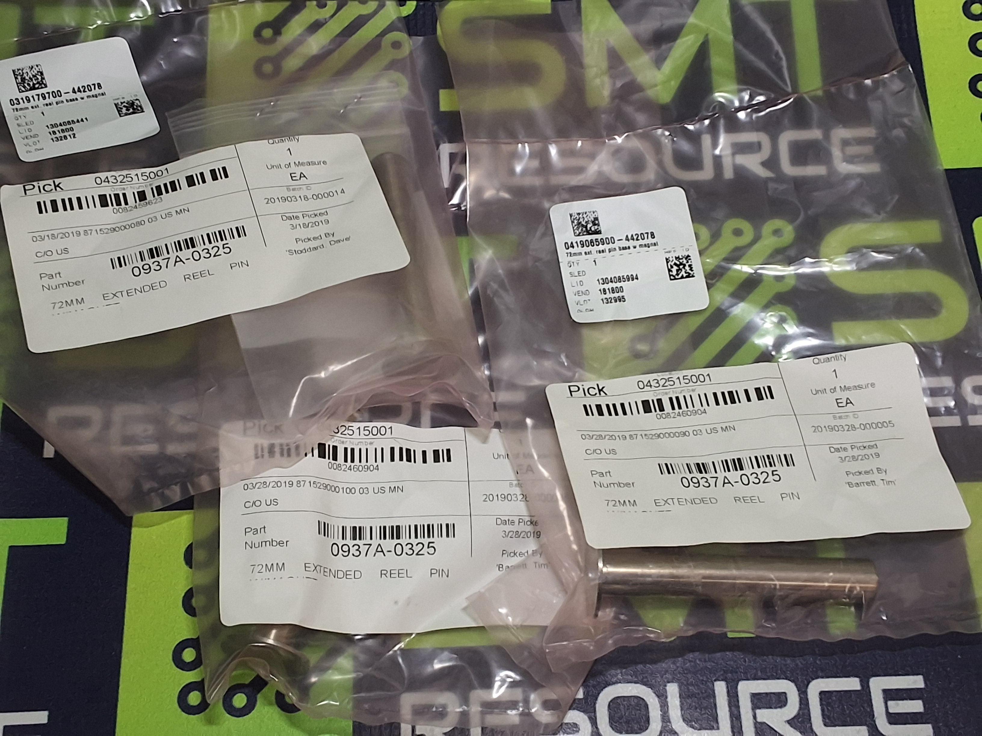 UNIVERSAL INSTRUMENTS 0937A-0325 72mm EXTENDED REEL PIN - NEW