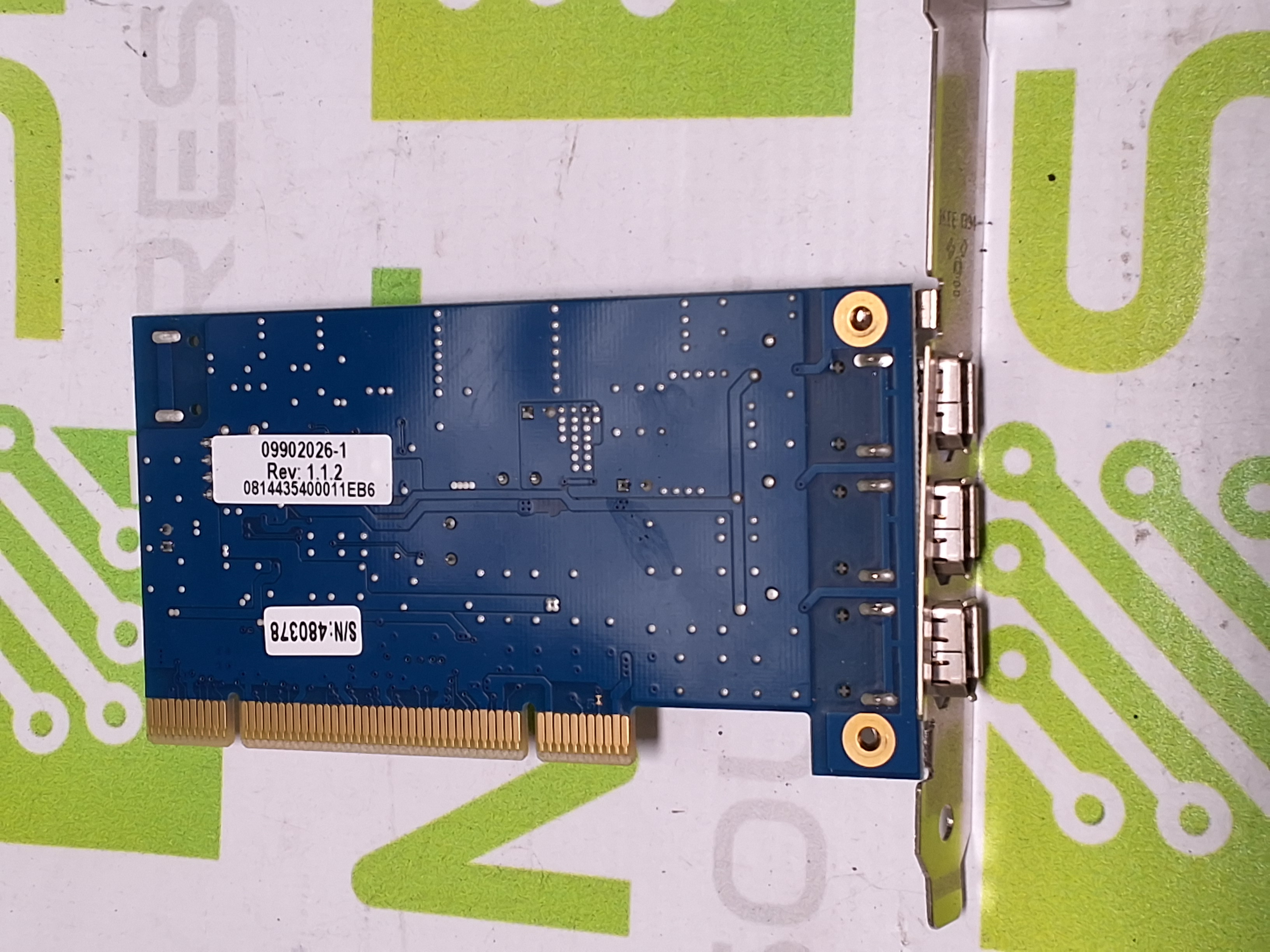 Used UNIBRAIN 09902026-1 FIREBOARD-BLUE 3-PORT PCI CARD - WORKING