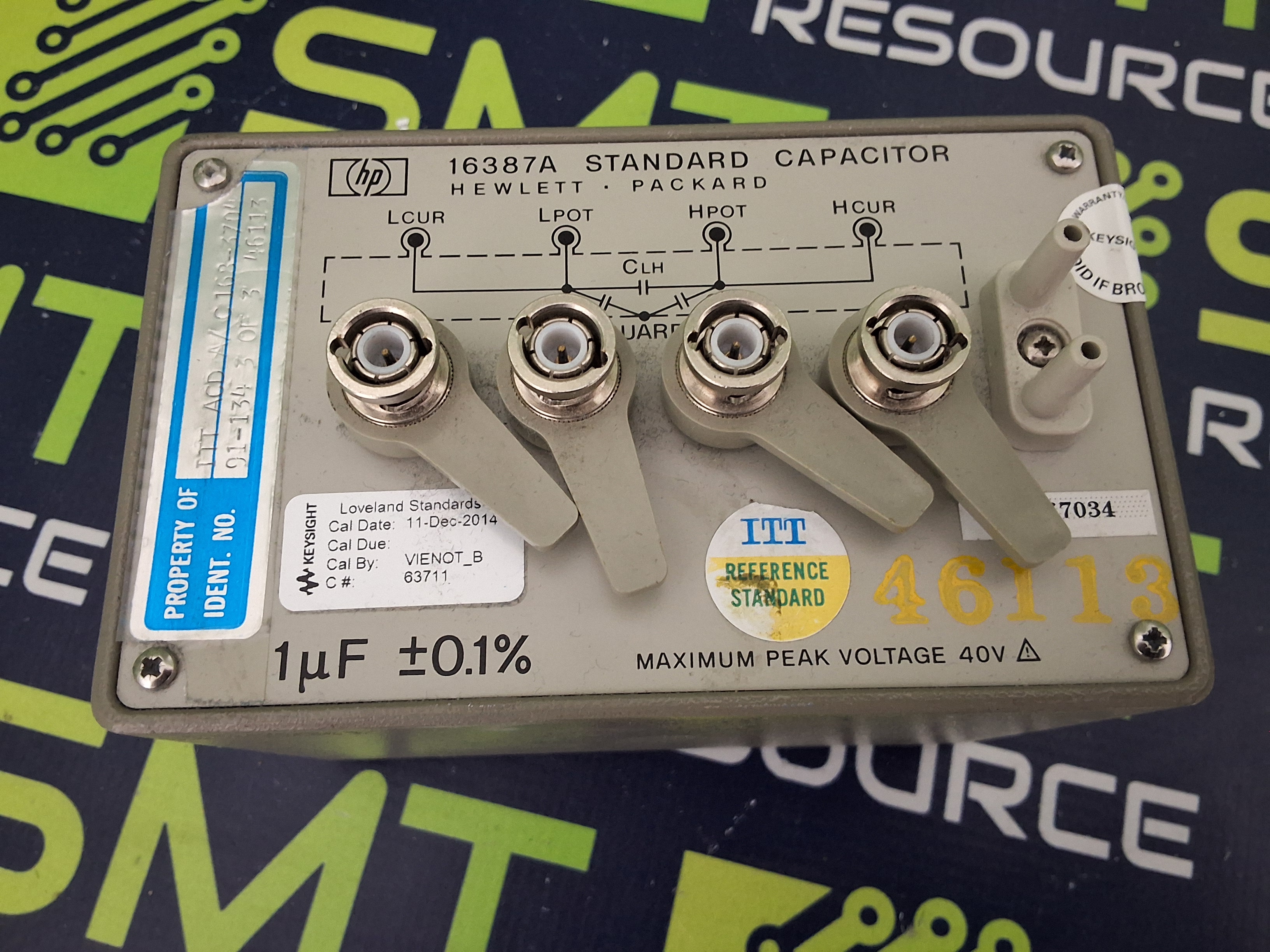 Used HP HEWLETT PACKARD 16387A STANDARD CAPACITOR 1 µF ±0.1% 40V