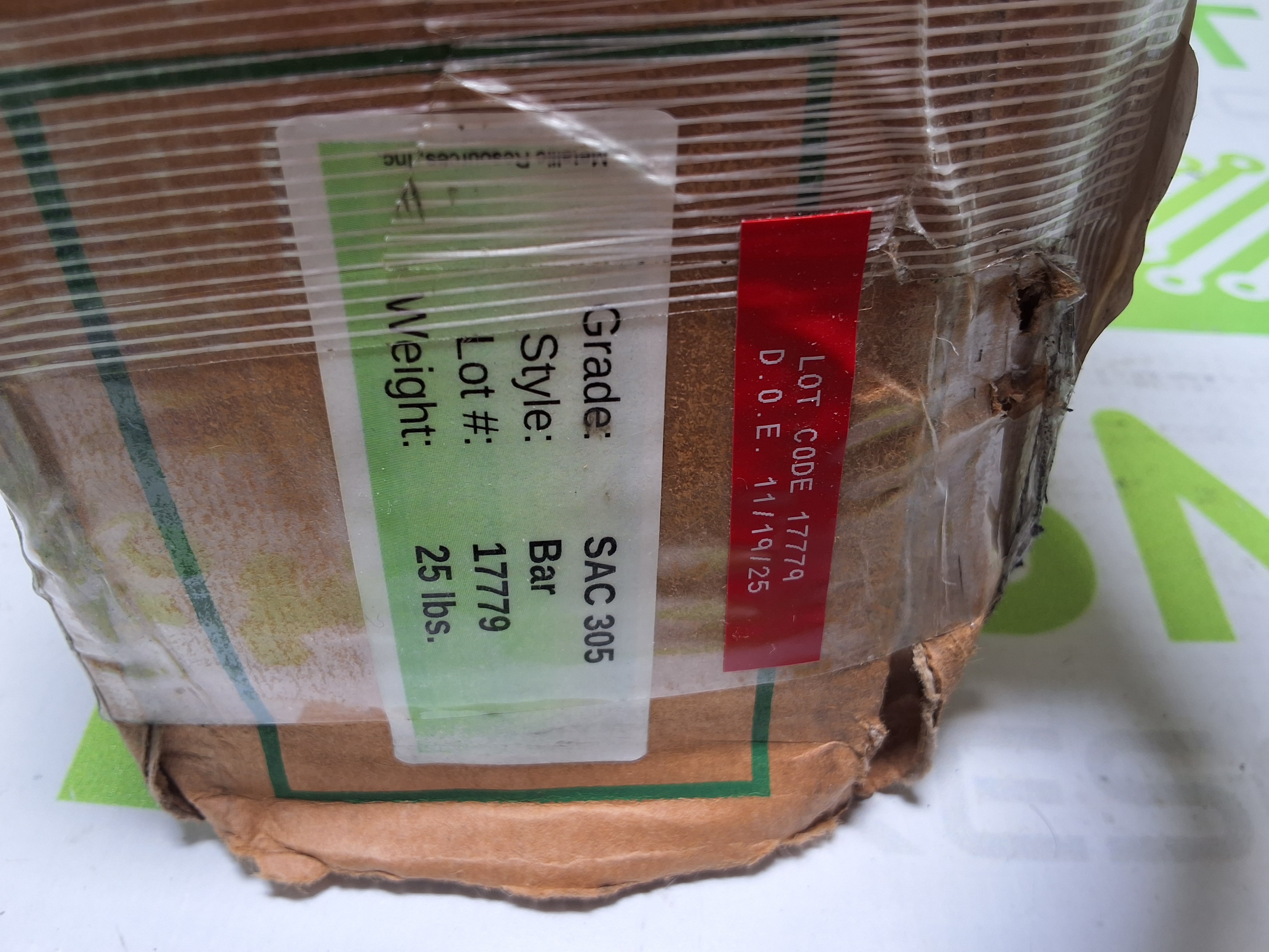 Used METALLIC RESOURCES SAC305 LEAD FREE SOLDER BARS - 13.6 LBS TOTAL