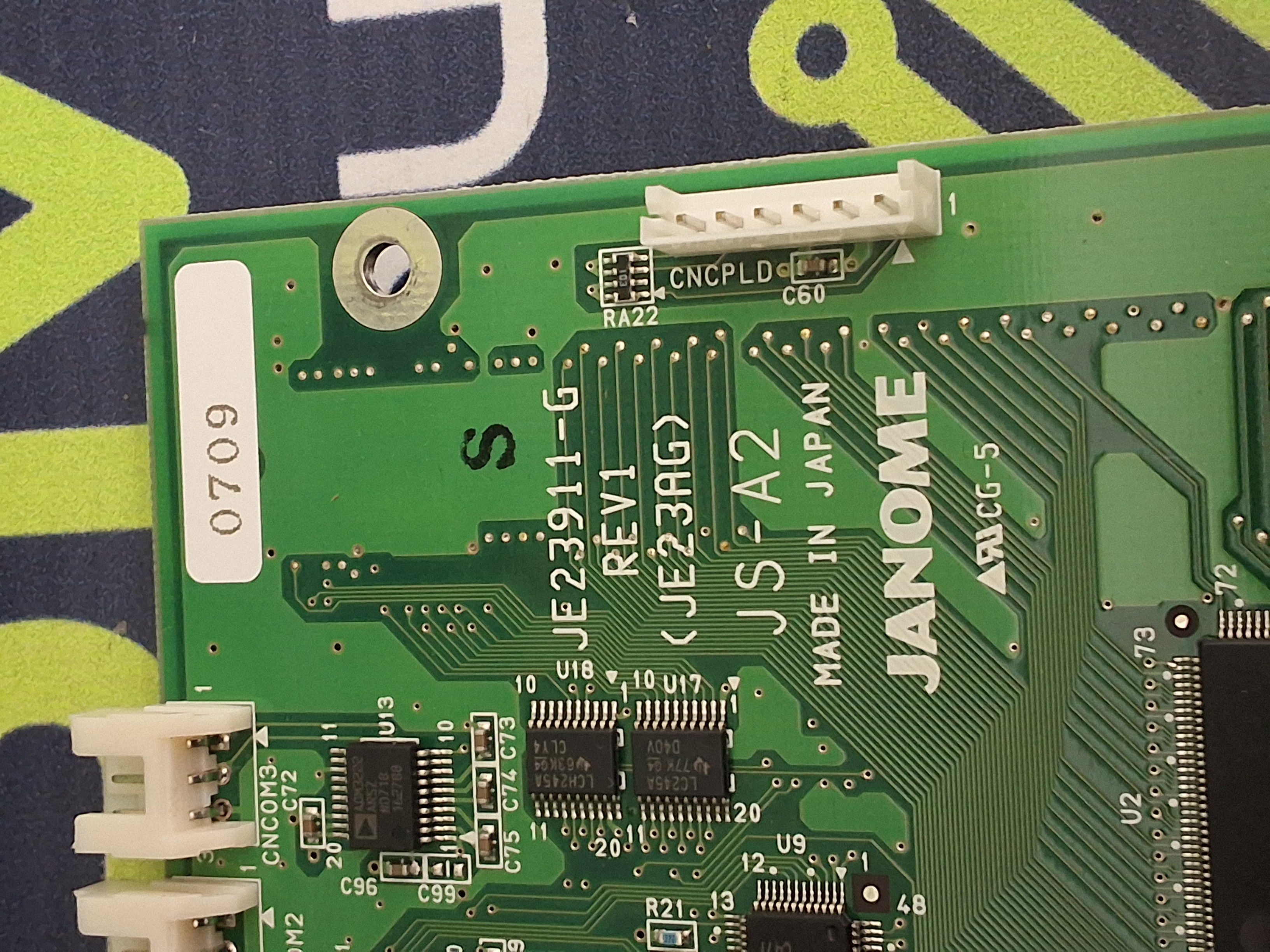 Used JANOME JE 23911-G REV.1(JE23AG)JS-A2 MOTHER BOARD FOR JAROME