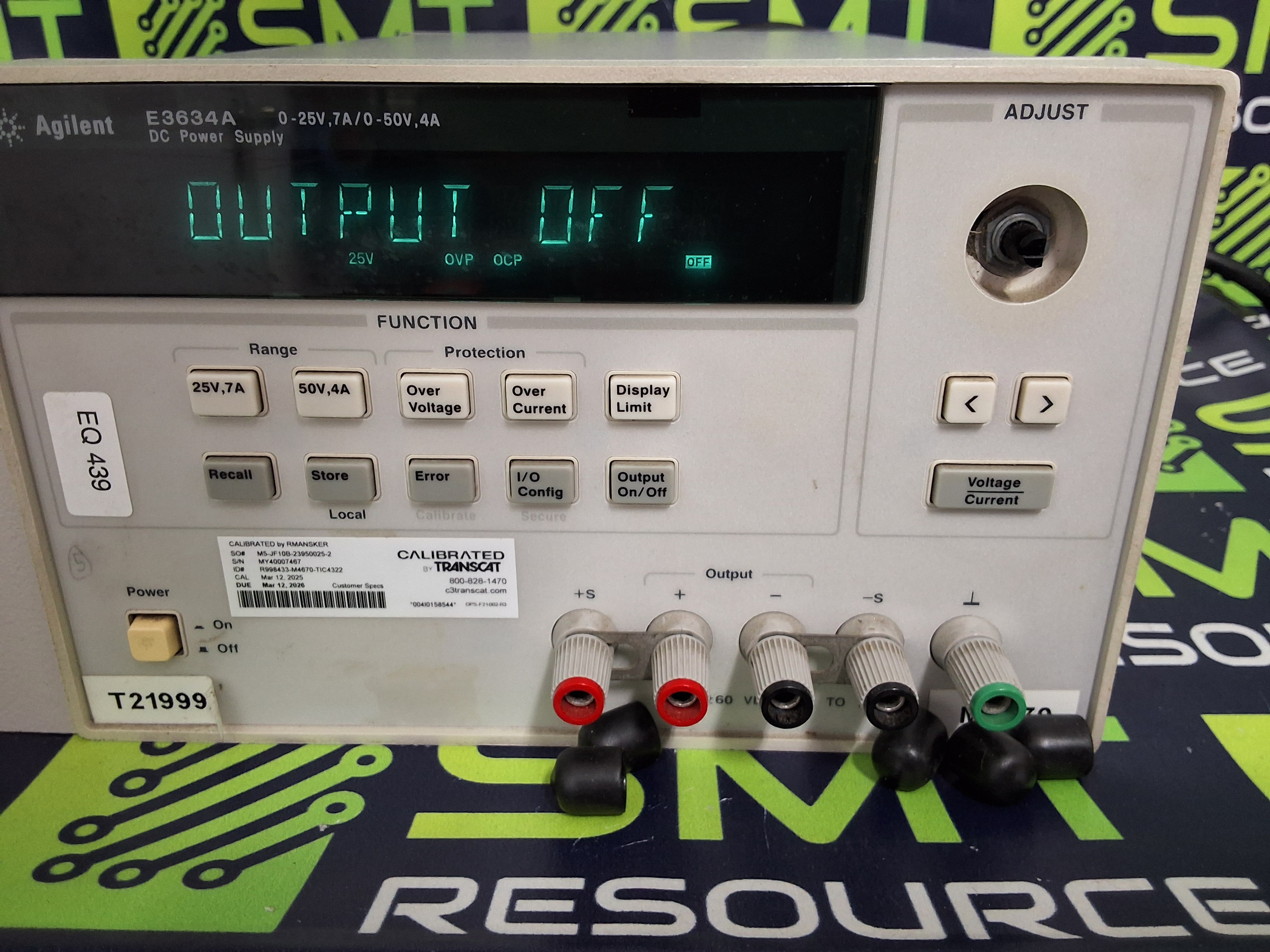 Used AGILENT E3634A DC POWER SUPPLY 0-25V 7A/0-50V 4A - PARTS ONLY