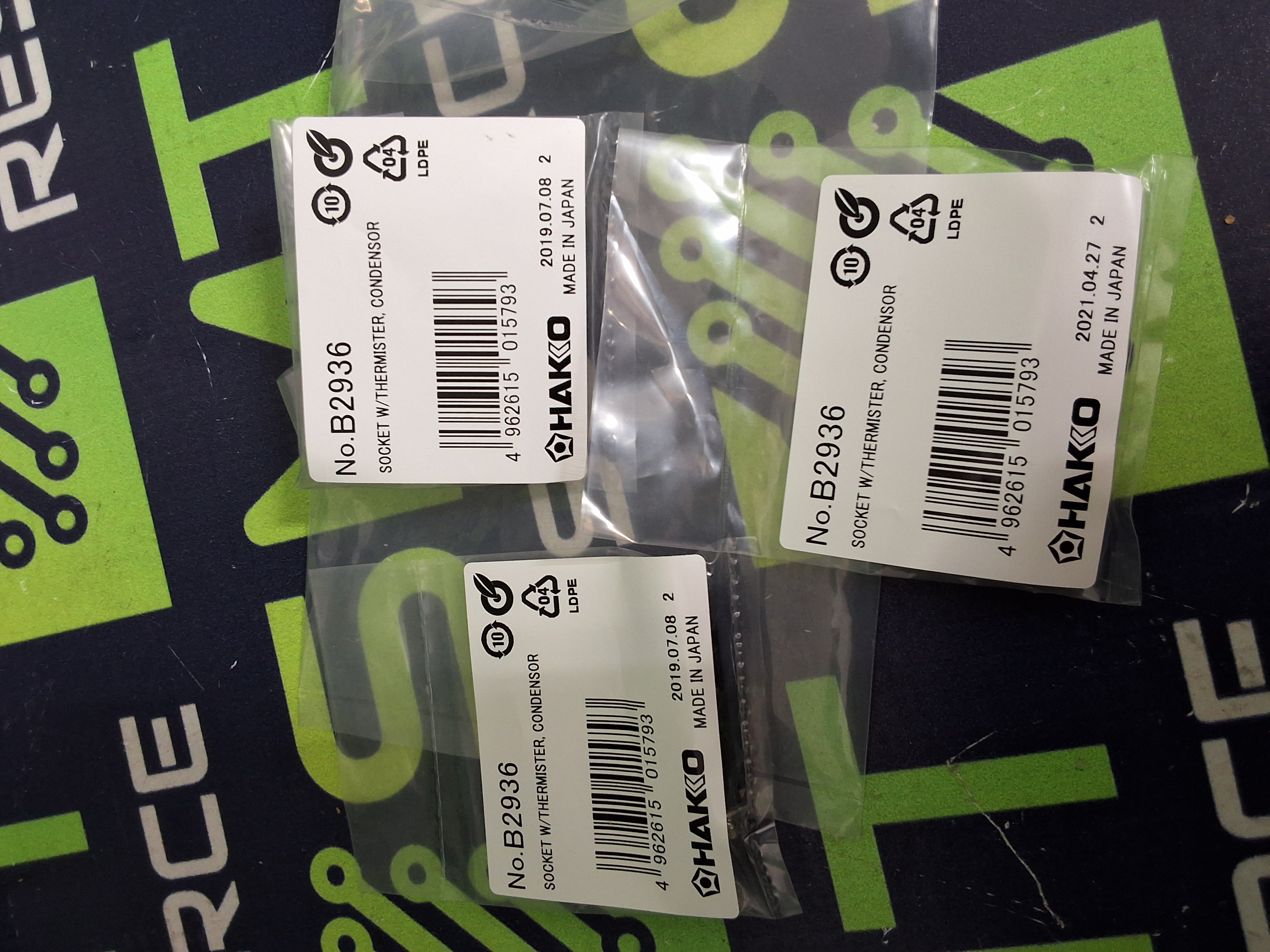 HAKKO B2936 SOCKET, w/ THEMISTOR CONDENSER FOR FM-2024, FM-2027, FM-2026, FM-2022 - LOT OF 3- BRAND NEW