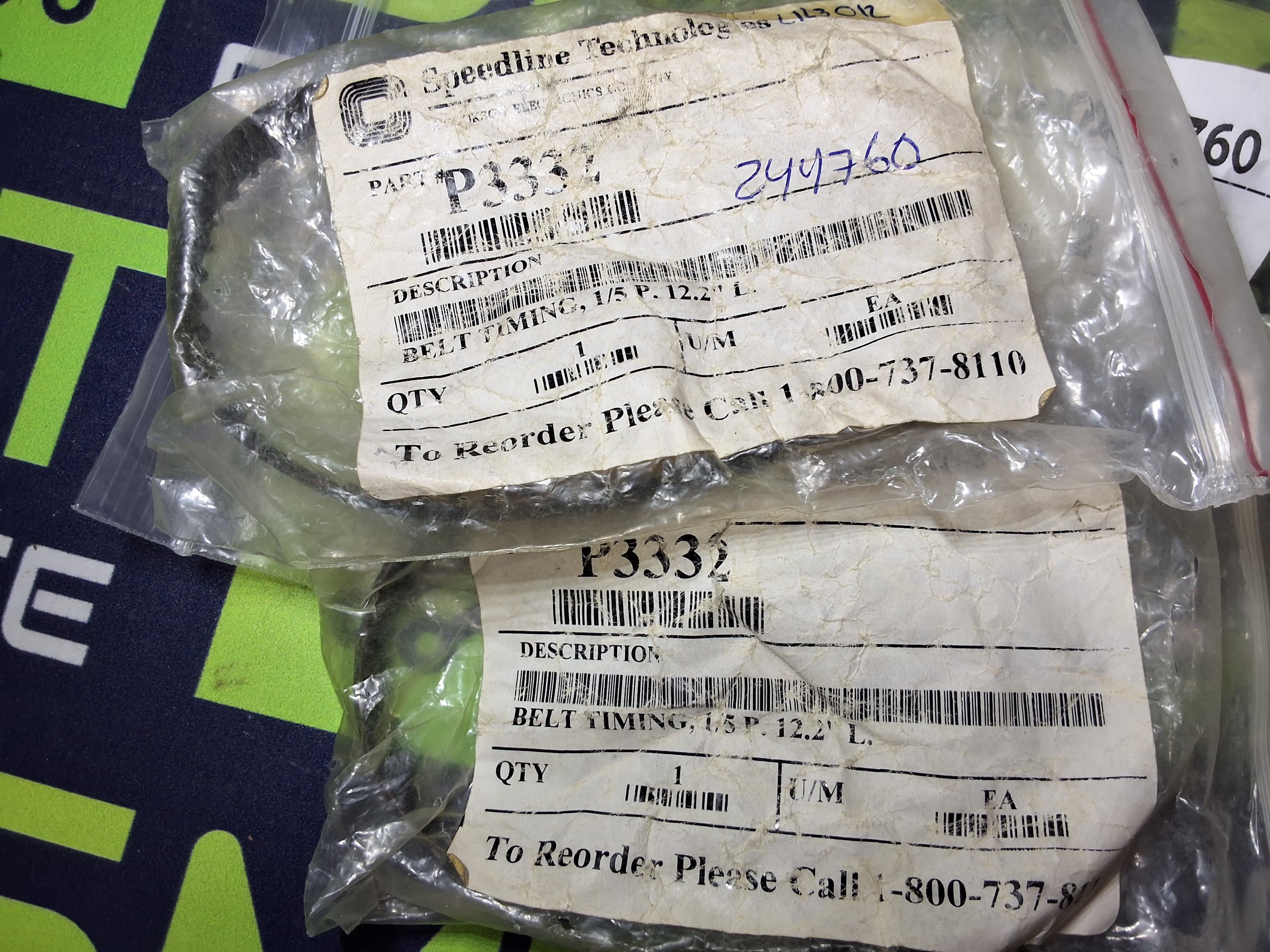 SPEEDLINE TECHNOLOGIES P3332 TIMING BELT - LOT OF 2 - NEW 