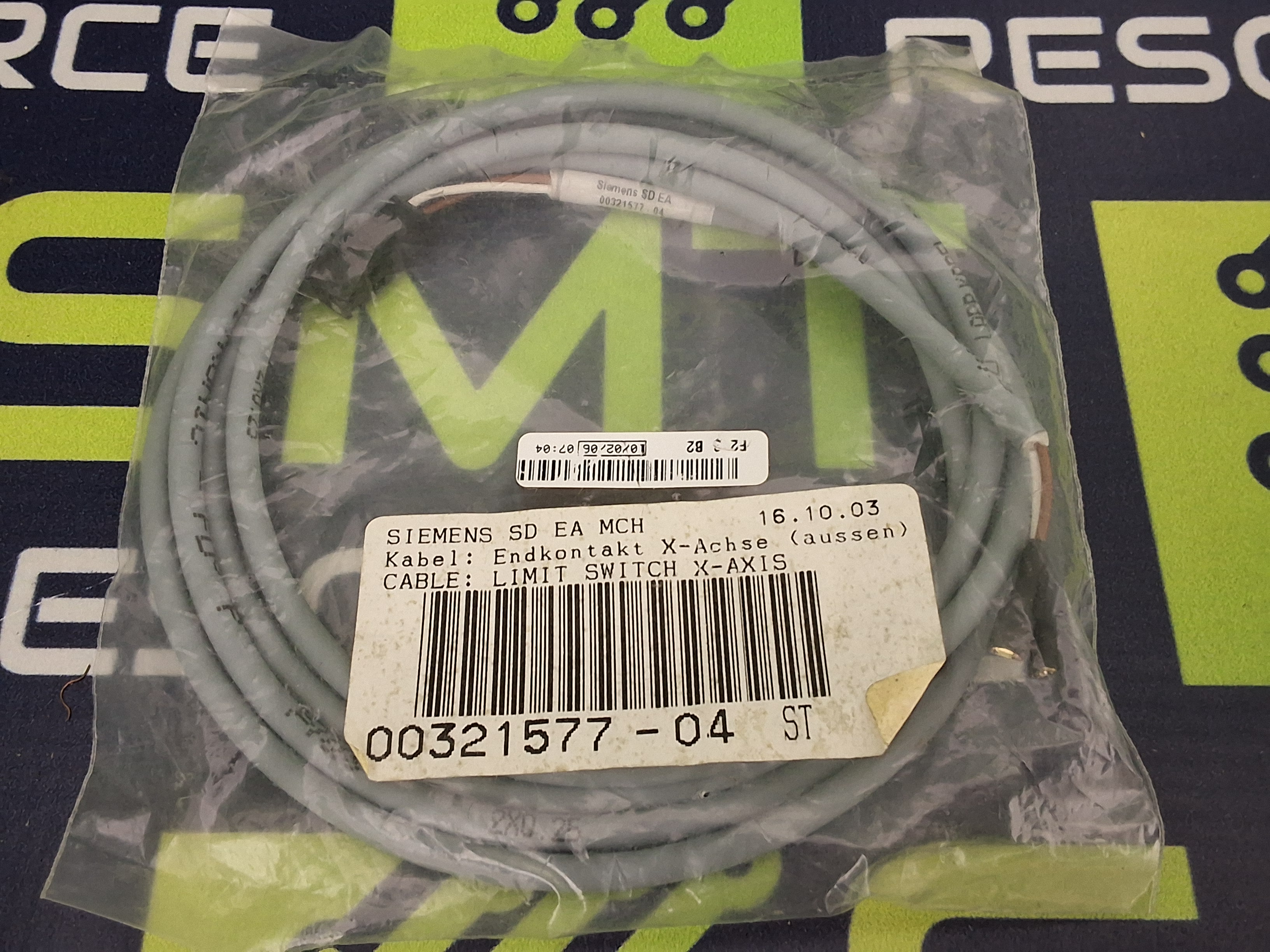 SIEMENS 00321577-04 LIMIT SWITCH X-AXIS CABLE - BRAND NEW