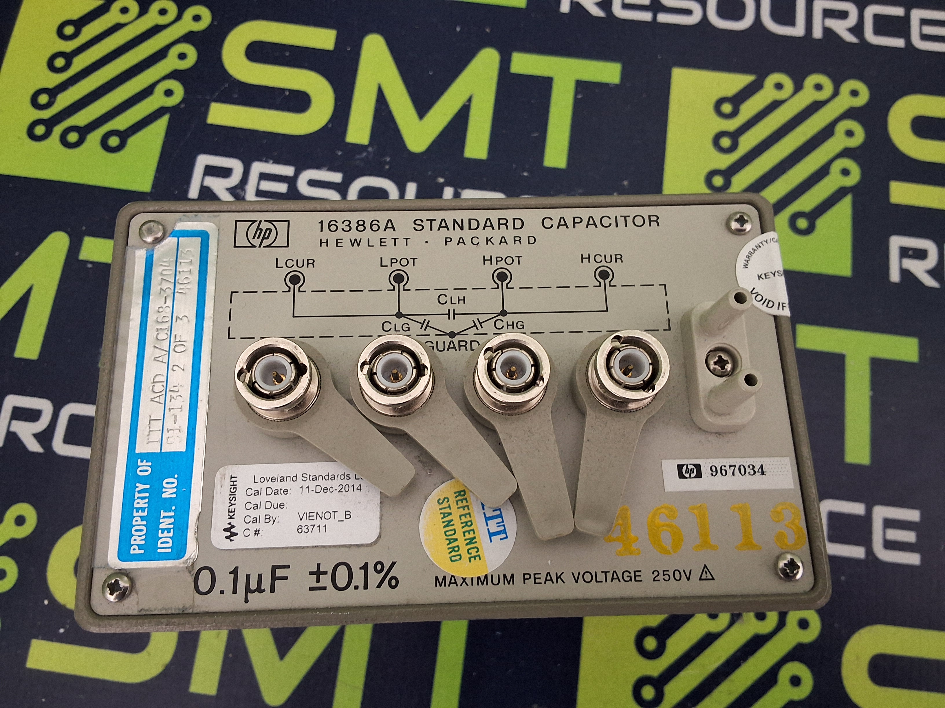 Used HP HEWLETT PACKARD 16386A STANDARD CAPACITOR 0.01 µF ±0.1% 250V
